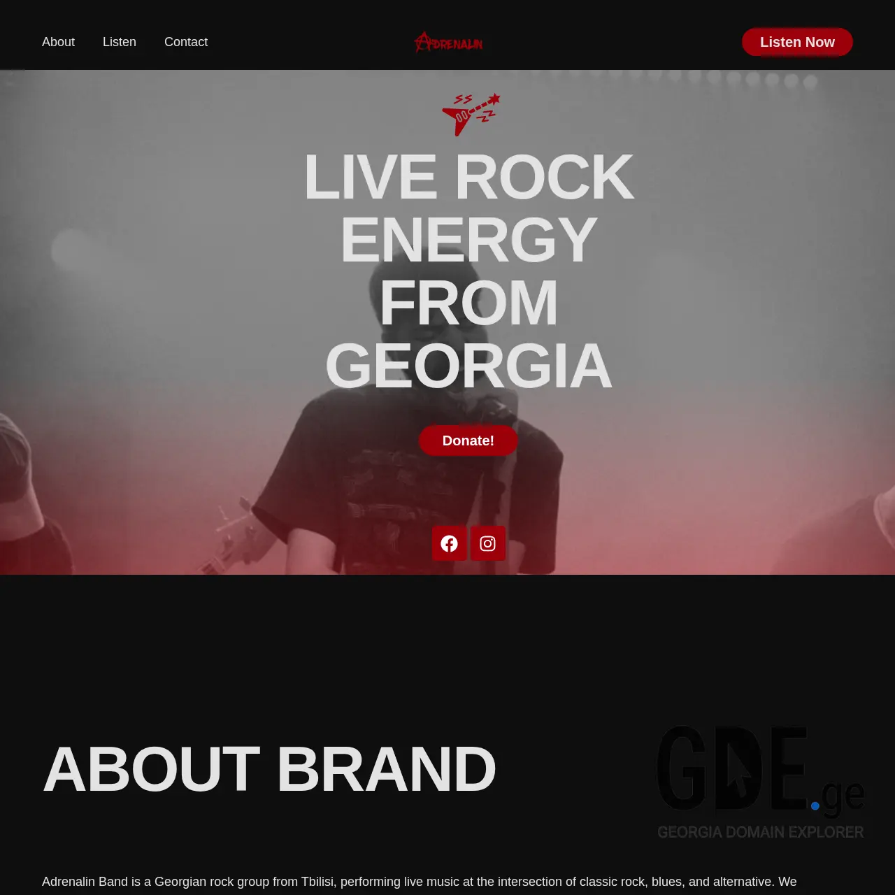 Screenshot of the site adrenalinband.ge at 2026-03-29