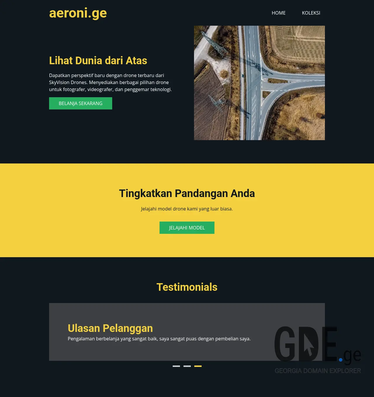 Screenshot of the site aeroni.ge at 2026-06-17
