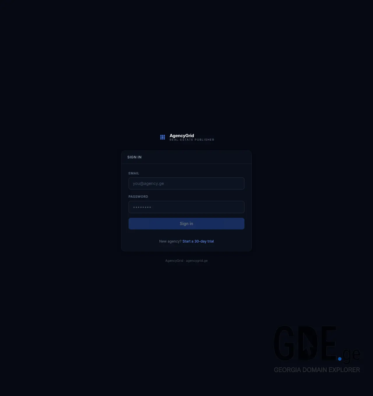 Screenshot of the site agencygrid.ge at 2026-04-22