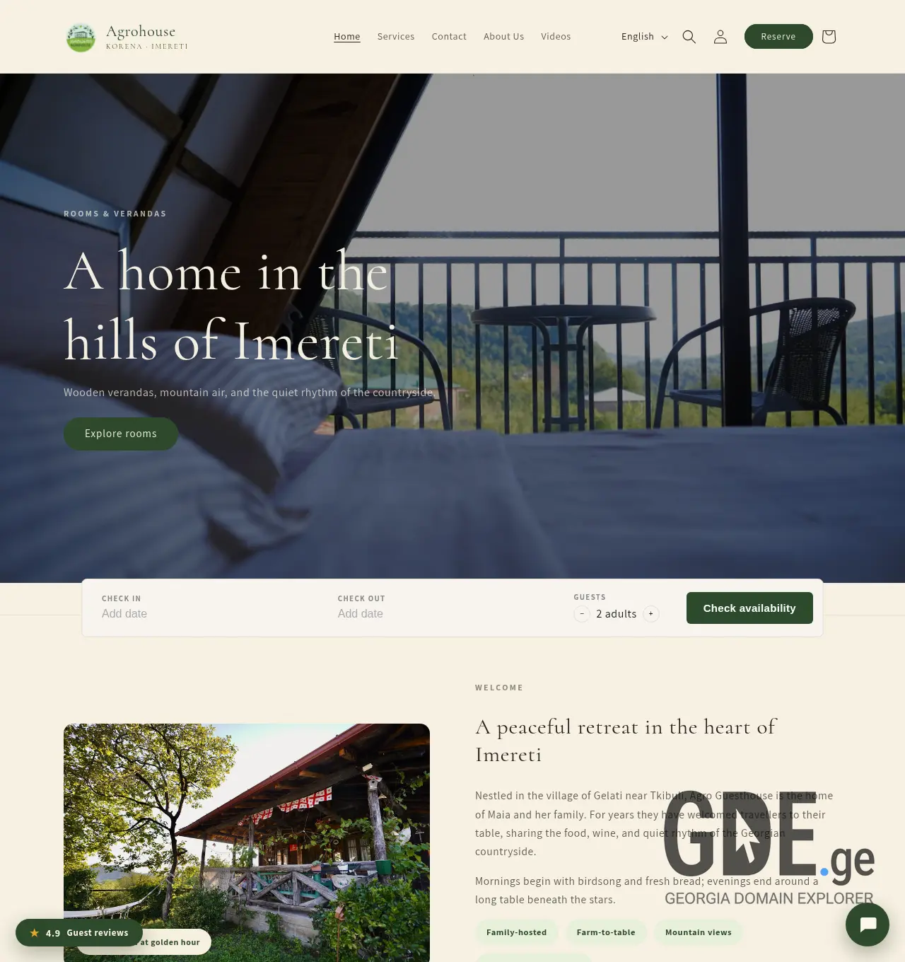 Screenshot of the site agroguesthouse.ge at 2026-07-11