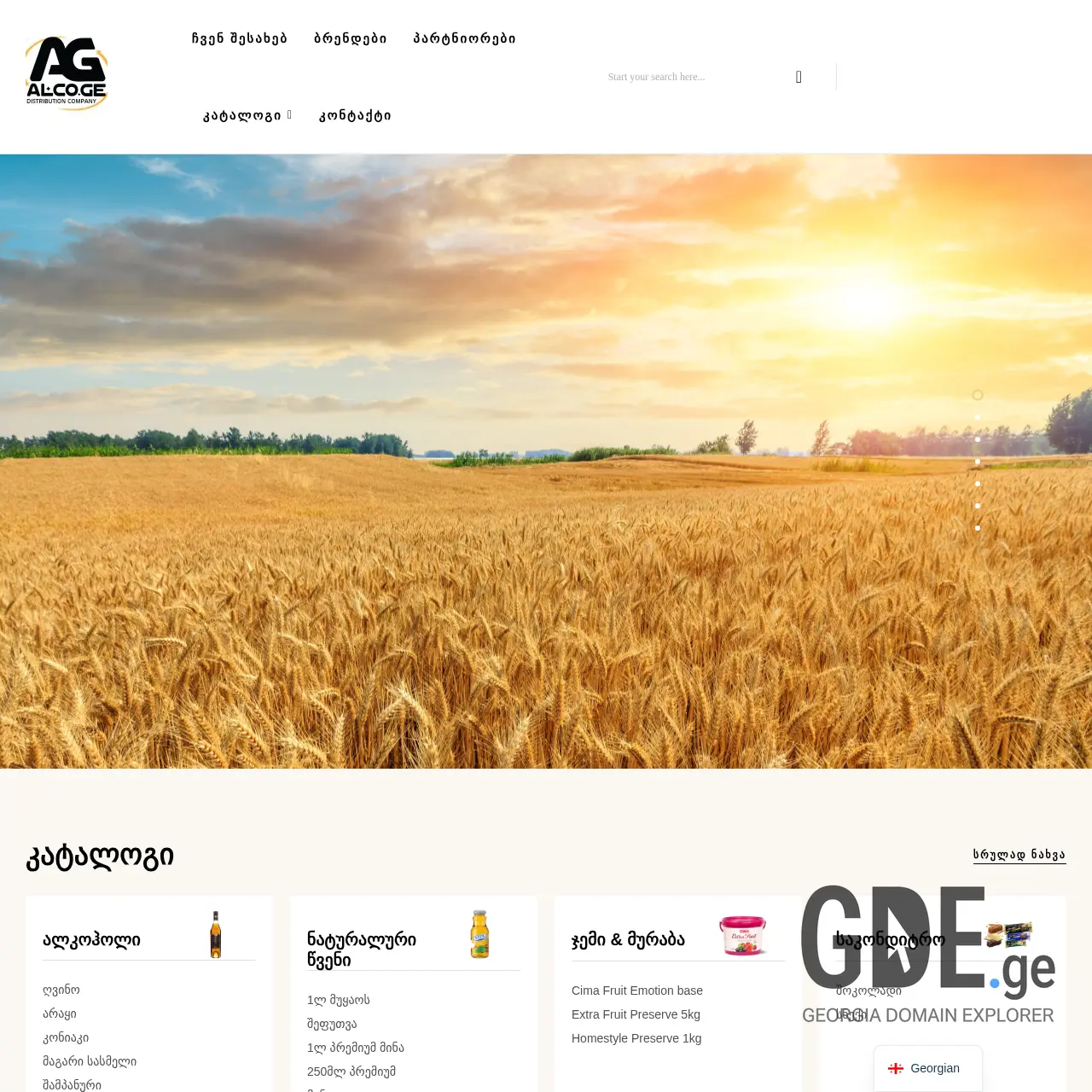 Screenshot of the site alcoge.ge at 2026-03-02