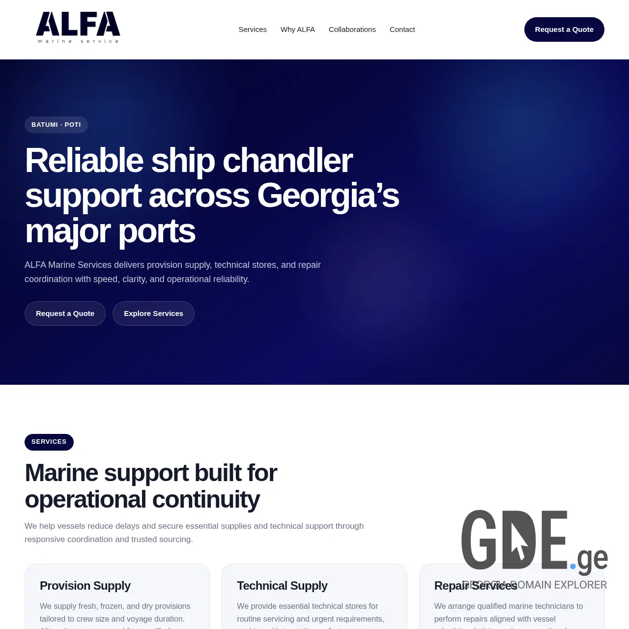 Screenshot of the site alfasupply.ge at 2026-03-19