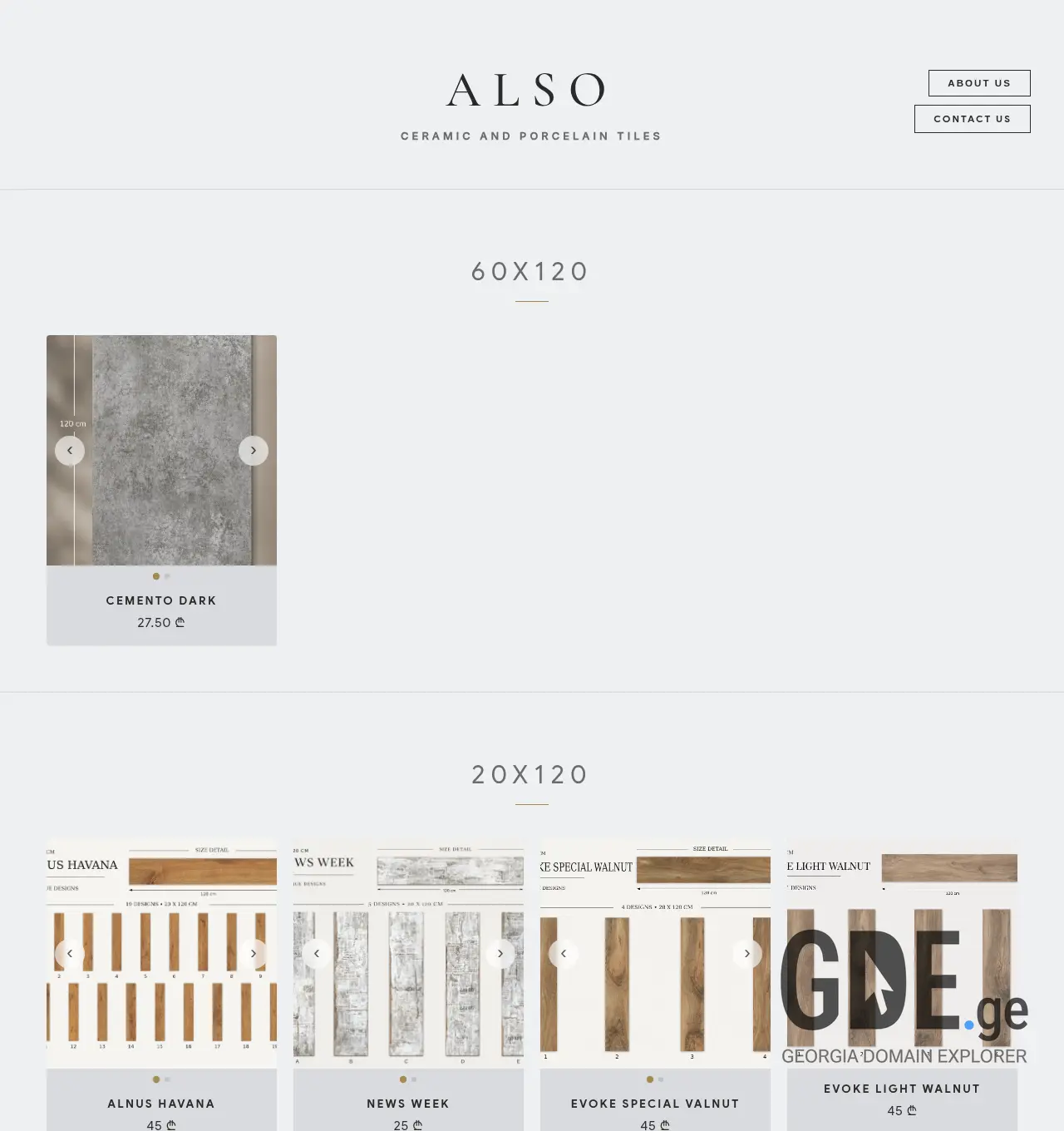 Screenshot of the site also-ceramics.ge at 2026-04-27
