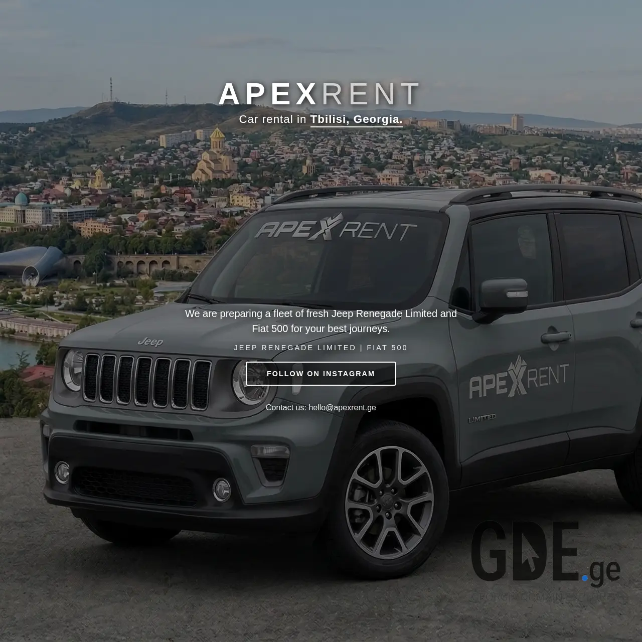 Screenshot of the site apexrent.ge at 2026-03-07