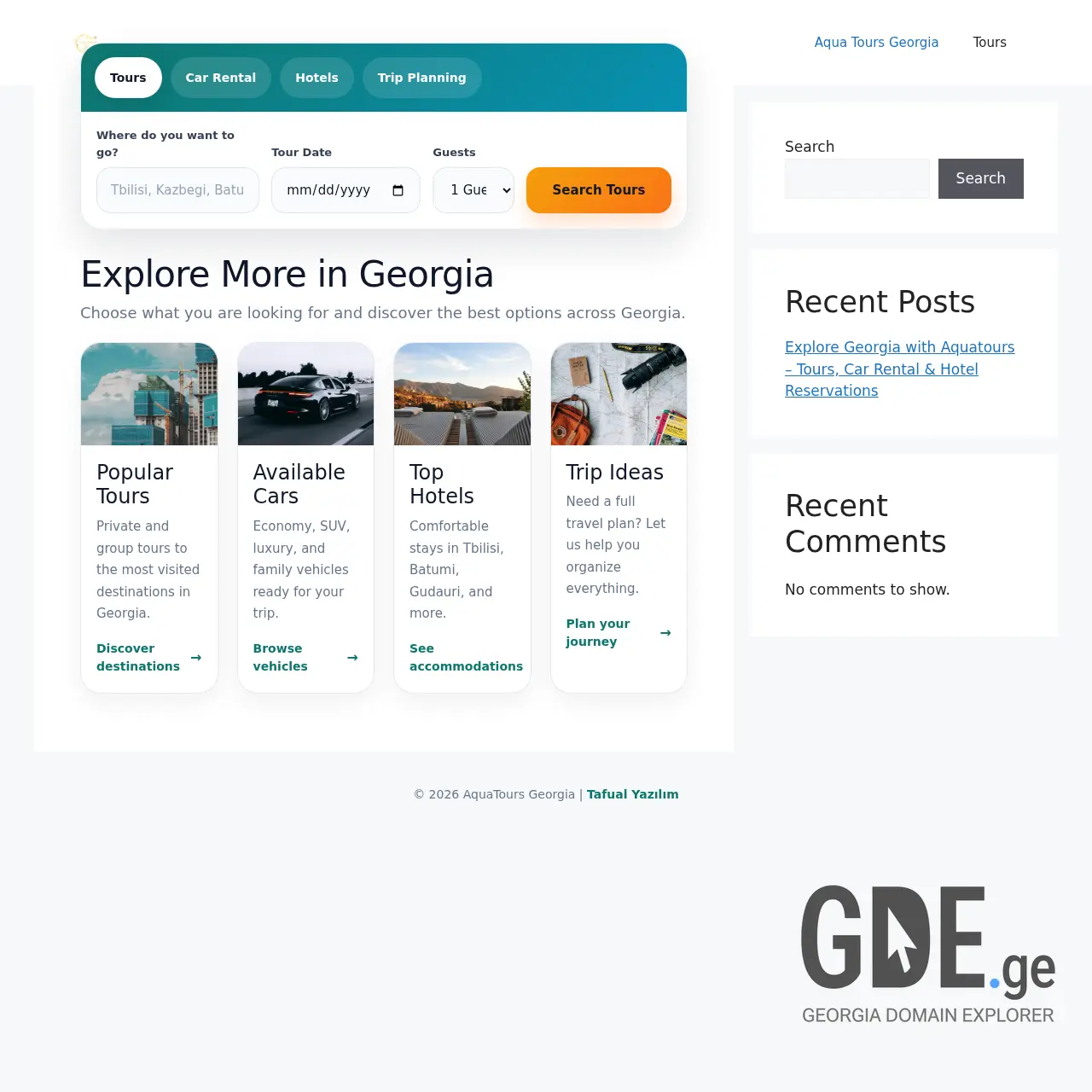 Screenshot of the site aquatours.ge at 2026-04-01