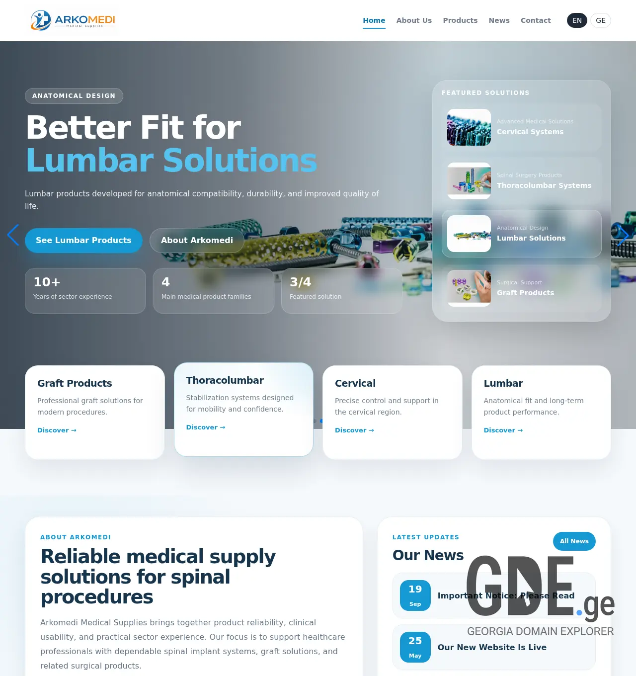 Screenshot of the site arkomedi.ge at 2026-05-05