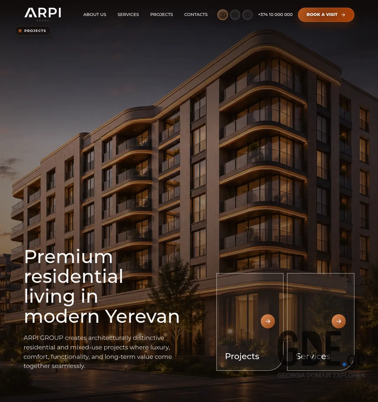 Screenshot of the site arpi-group.ge at 2026-05-27