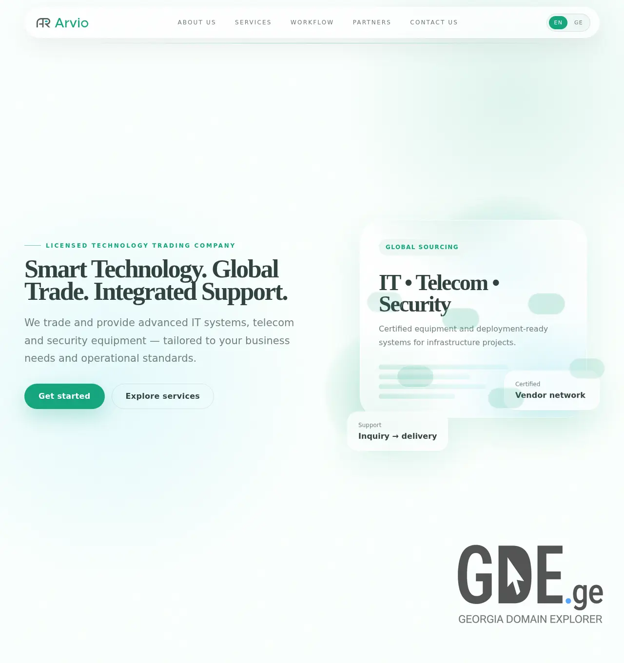 Screenshot of the site arvio.ge at 2026-06-30