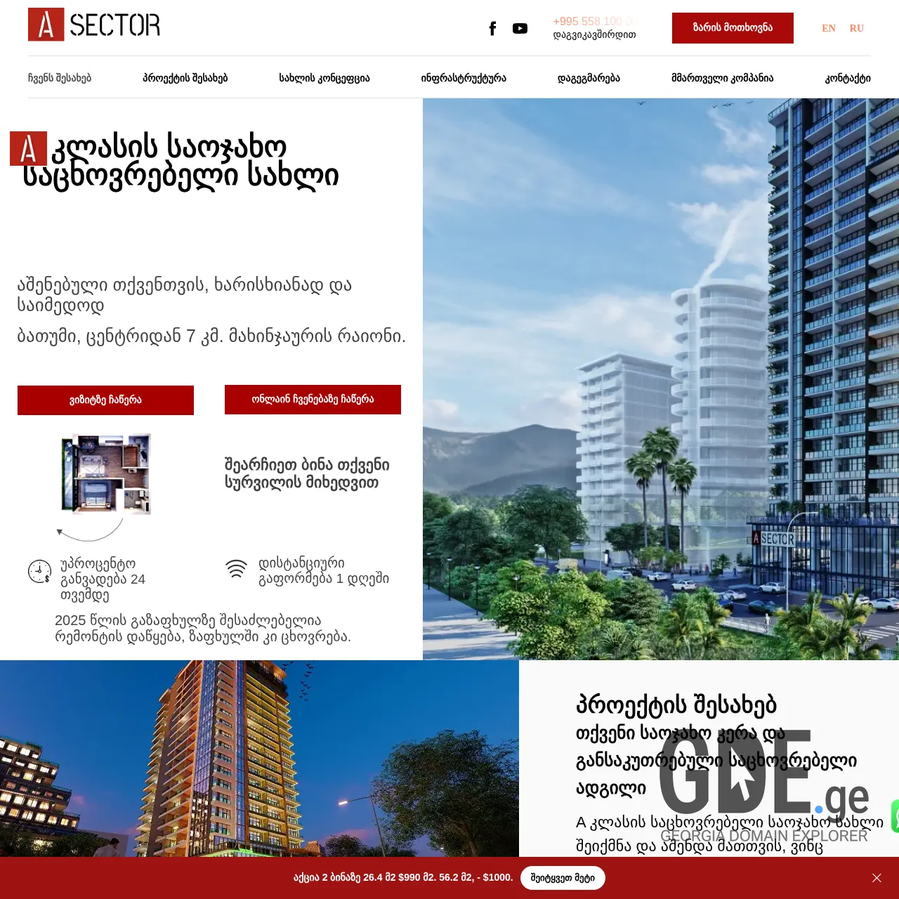 Screenshot of the site asector.ge at 2026-03-30