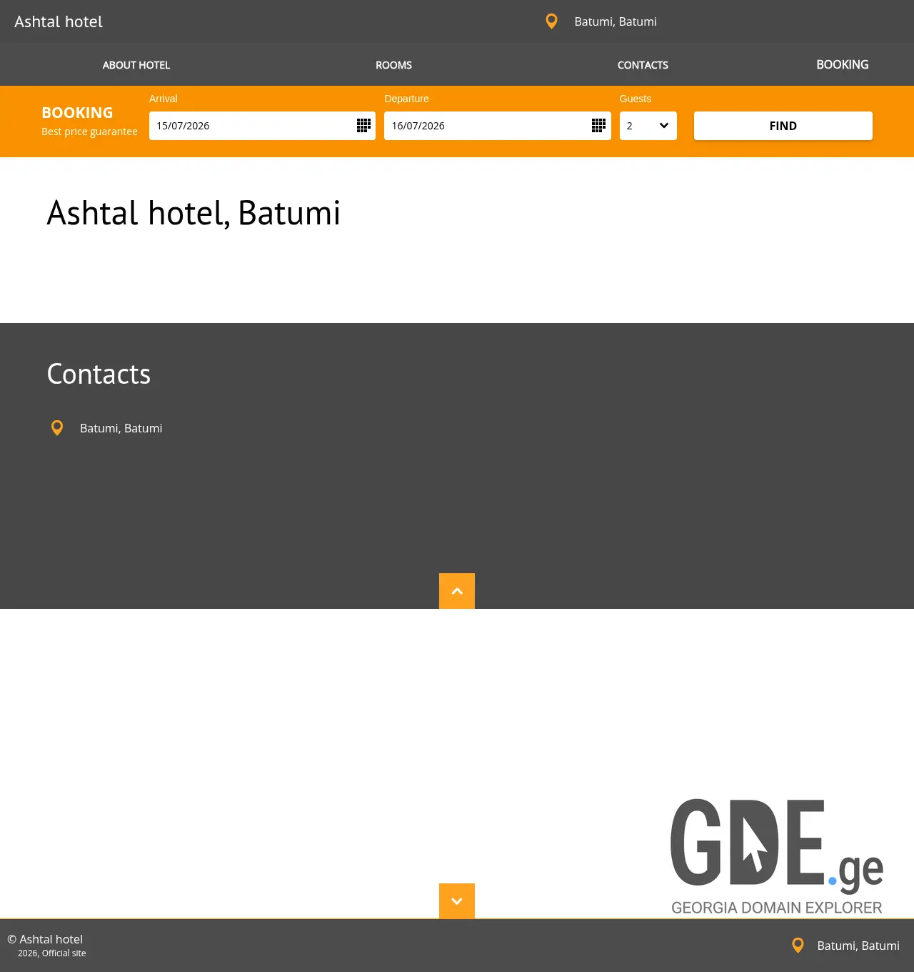 Screenshot of the site ashtalhotelbatumi.ge at 2026-07-15