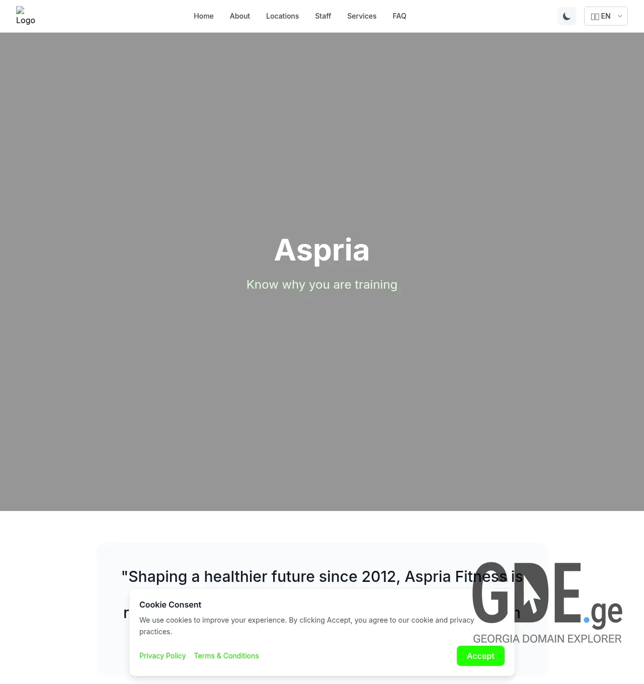 Screenshot of the site aspria.ge at 2026-06-11