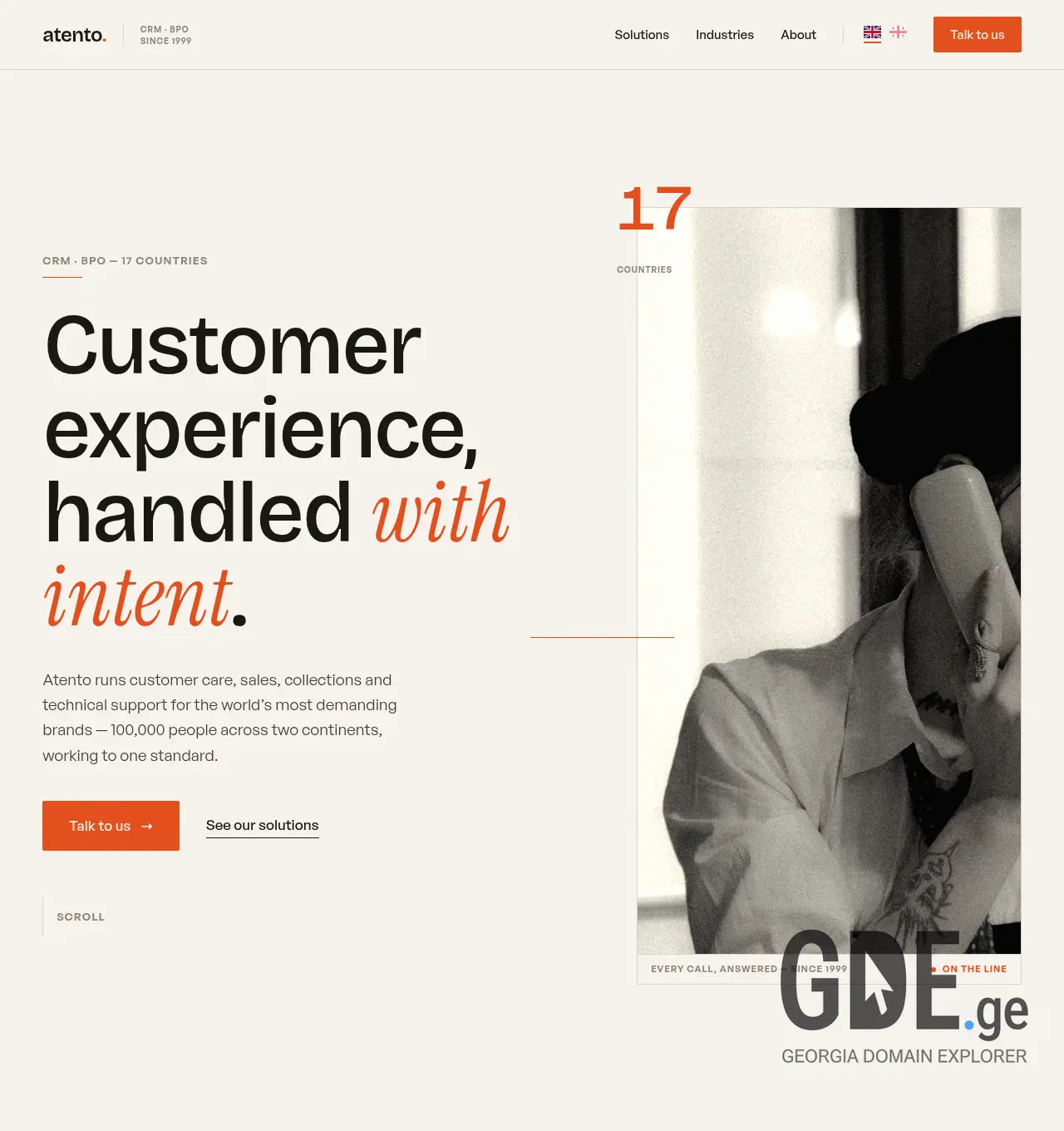 Screenshot of the site atento.ge at 2026-06-11