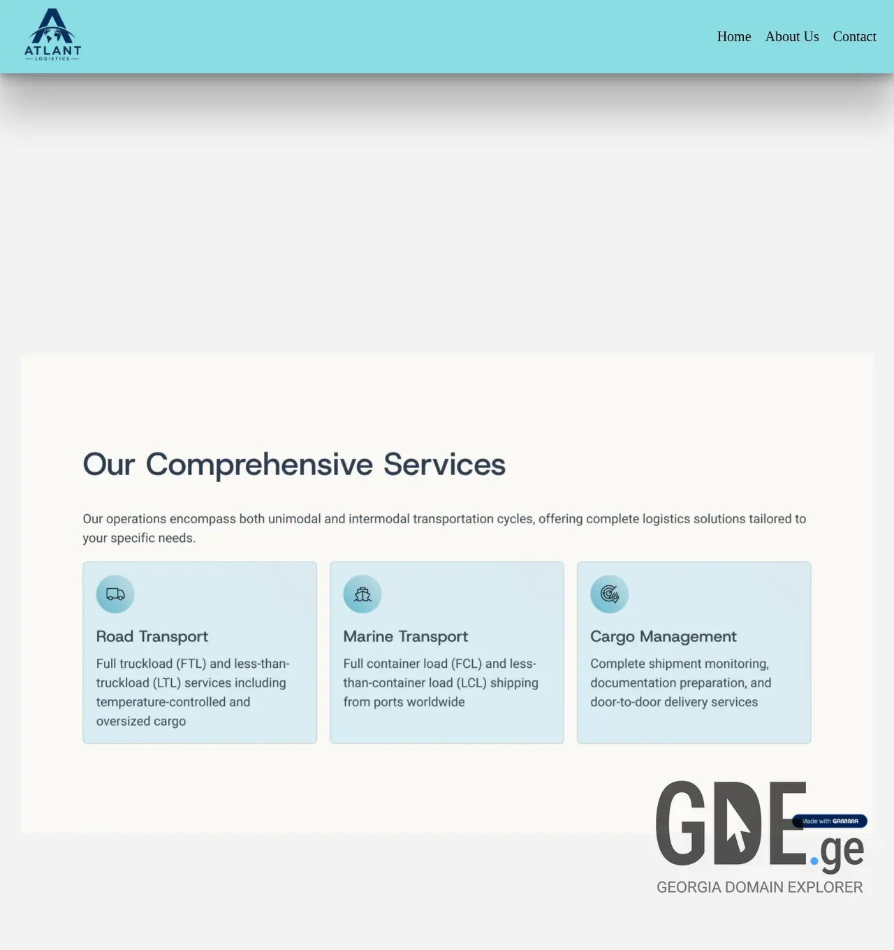 Screenshot of the site atlantlogistics.ge at 2026-04-23