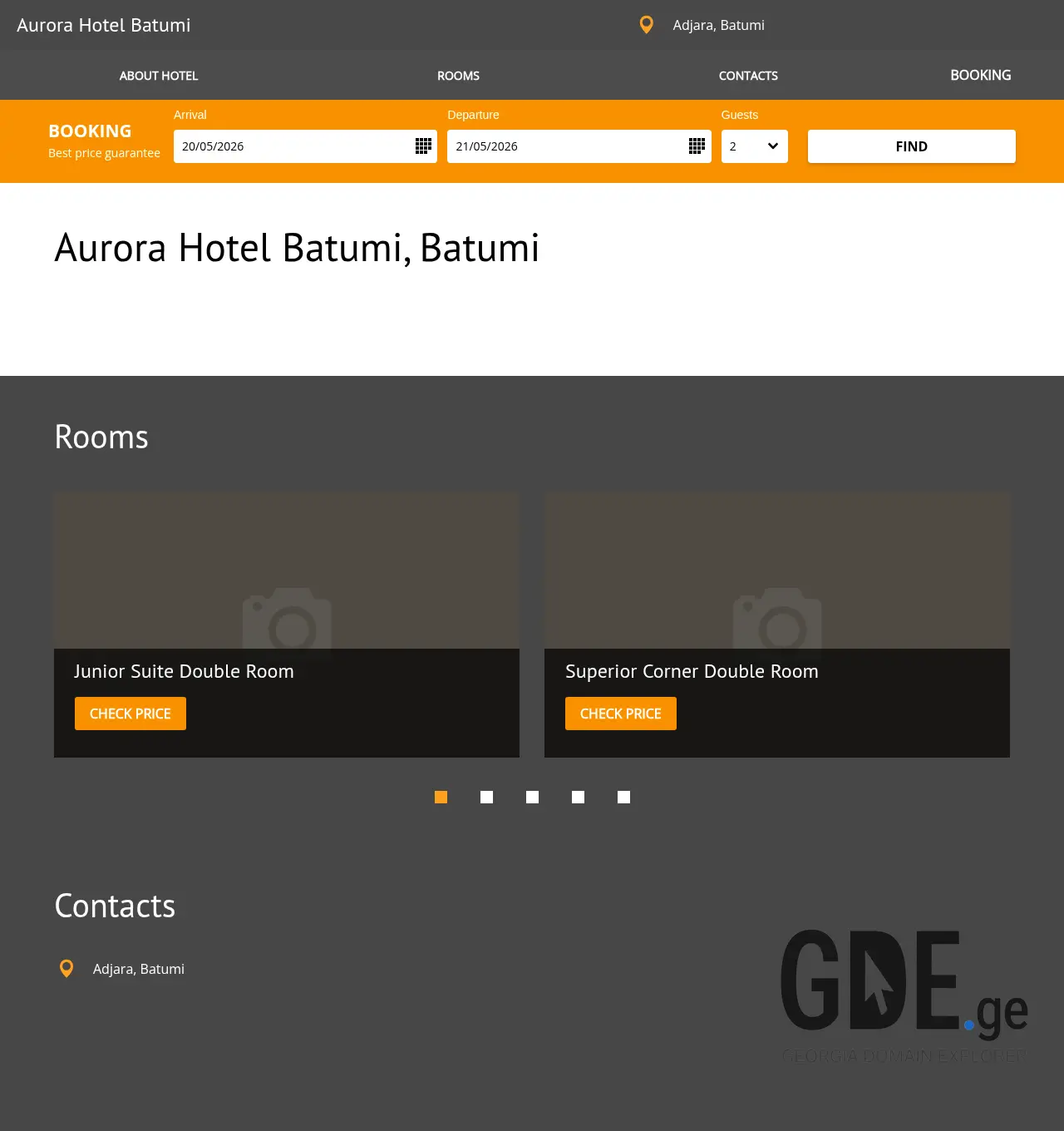 Screenshot of the site aurorahotel.ge at 2026-05-20