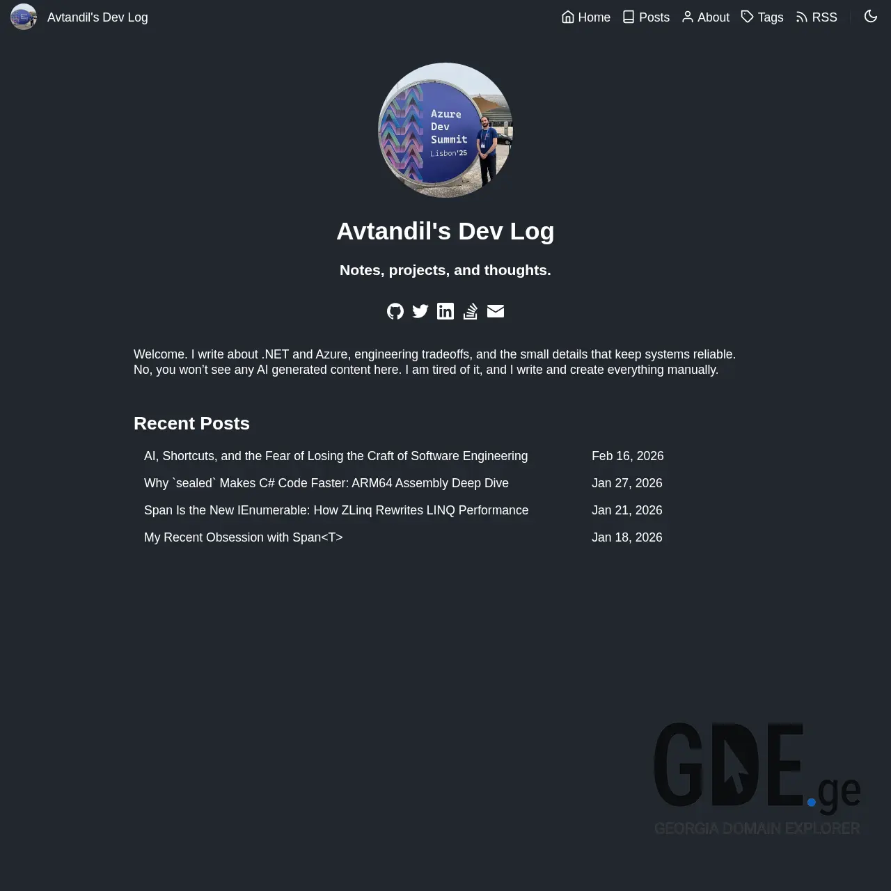 Screenshot of the site avtandili.ge at 2026-03-30