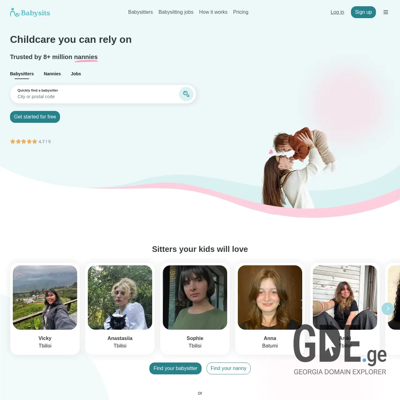 Screenshot of the site babysits.ge at 2026-03-29