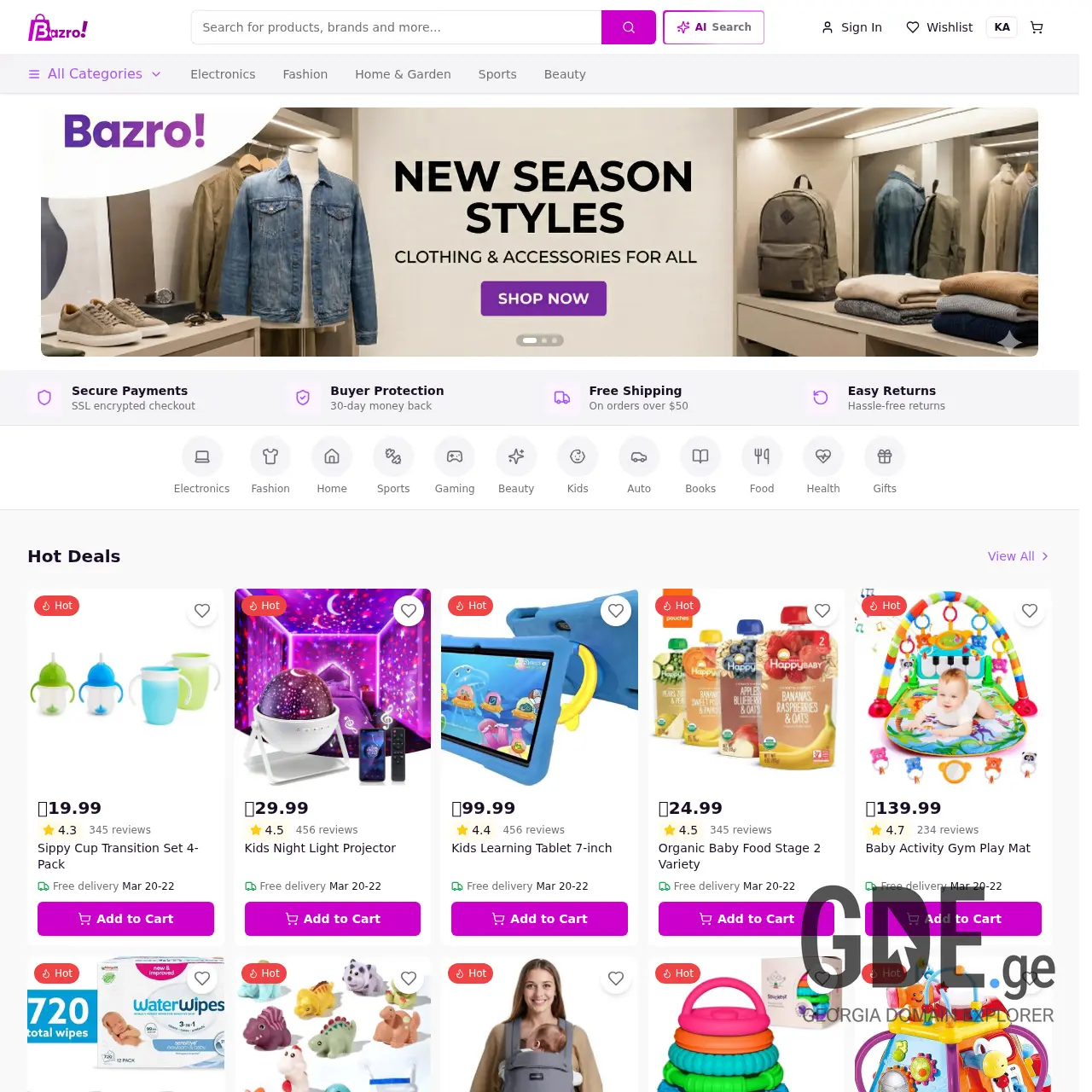 Screenshot of the site bazro.ge at 2026-03-27