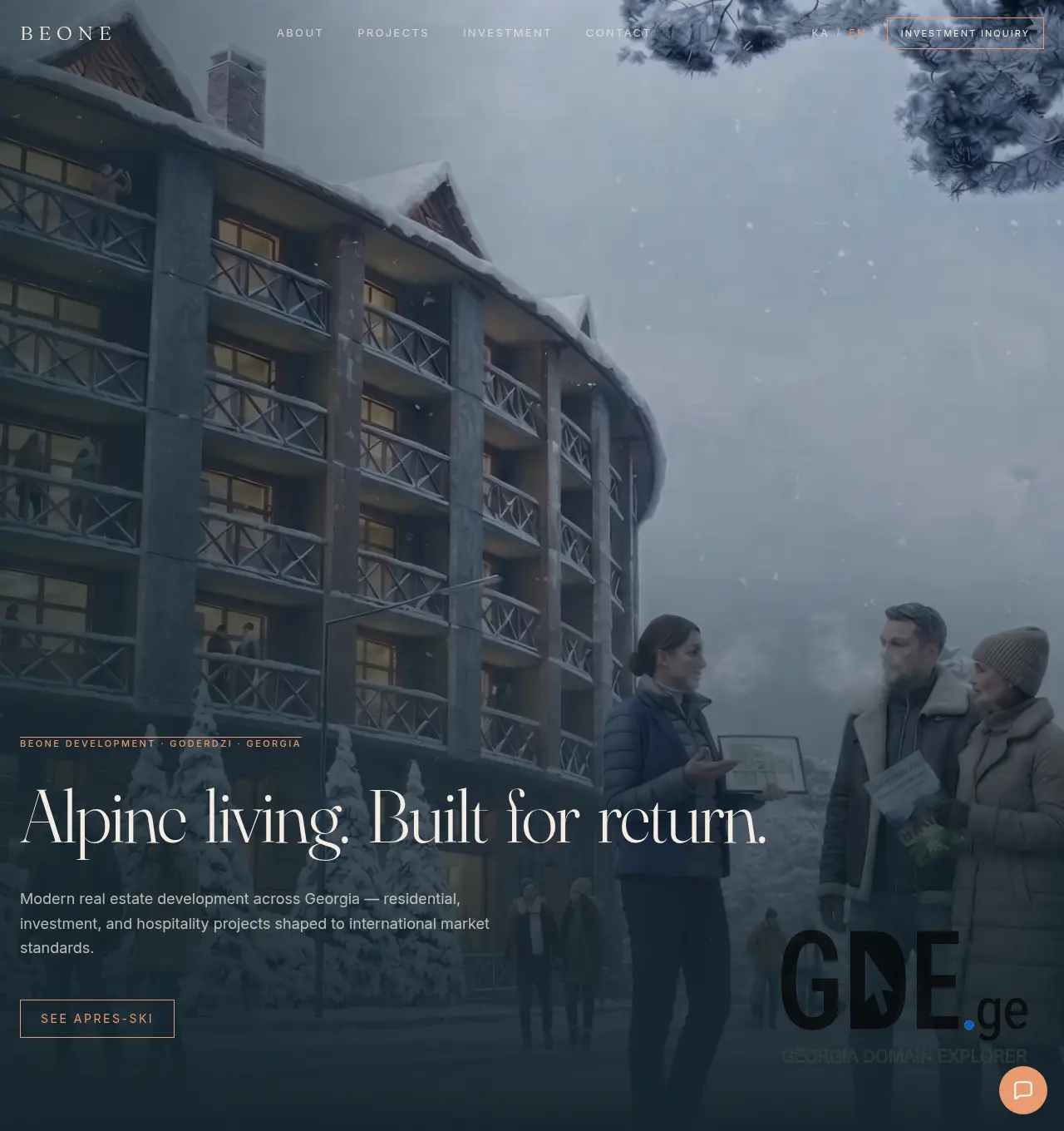Screenshot of the site beonedevelopment.ge at 2026-05-03