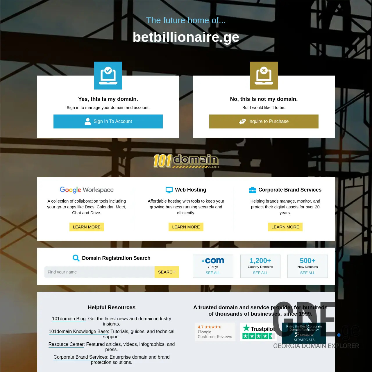 Screenshot of the site betbillionaire.ge at 2026-03-29