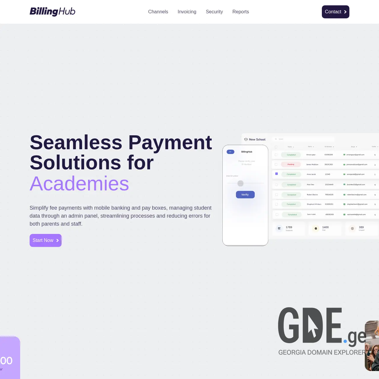 Screenshot of the site billinghub.ge at 2026-03-26
