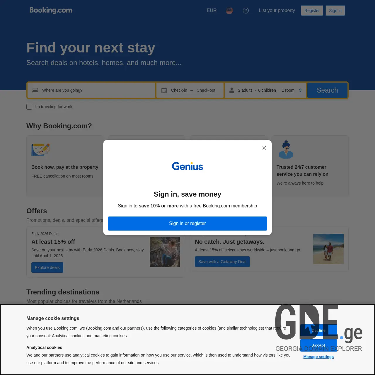 Screenshot of the site bookingsuite.ge at 2026-03-29