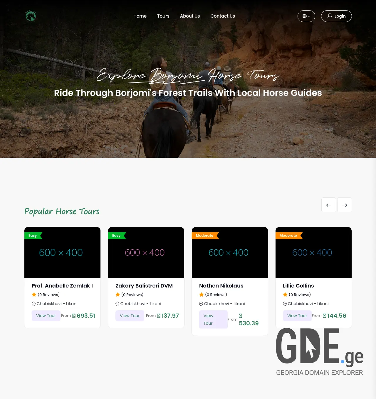 Screenshot of the site borjomihorsetours.ge at 2026-04-30