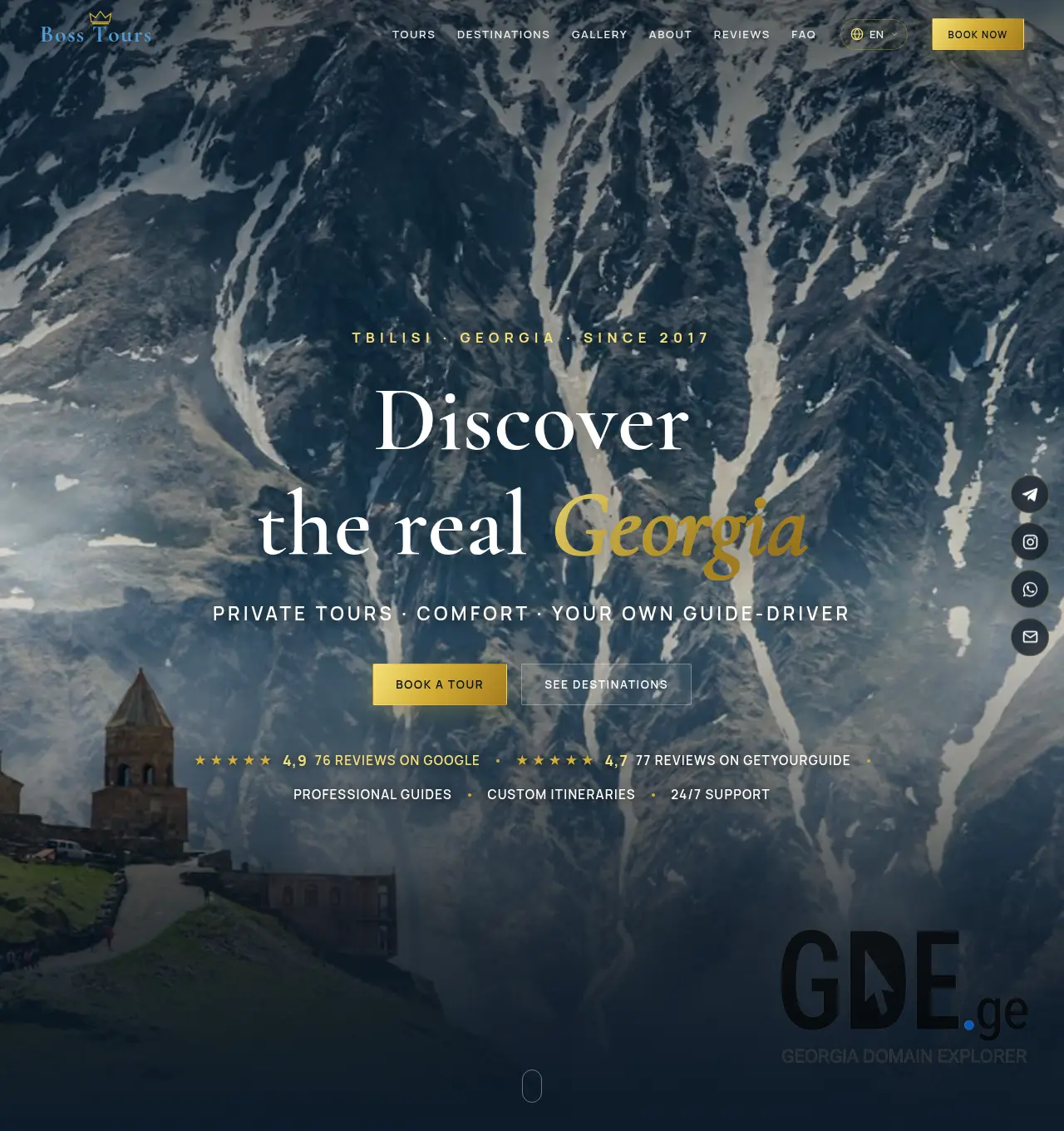 Screenshot of the site bosstours.ge at 2026-07-19