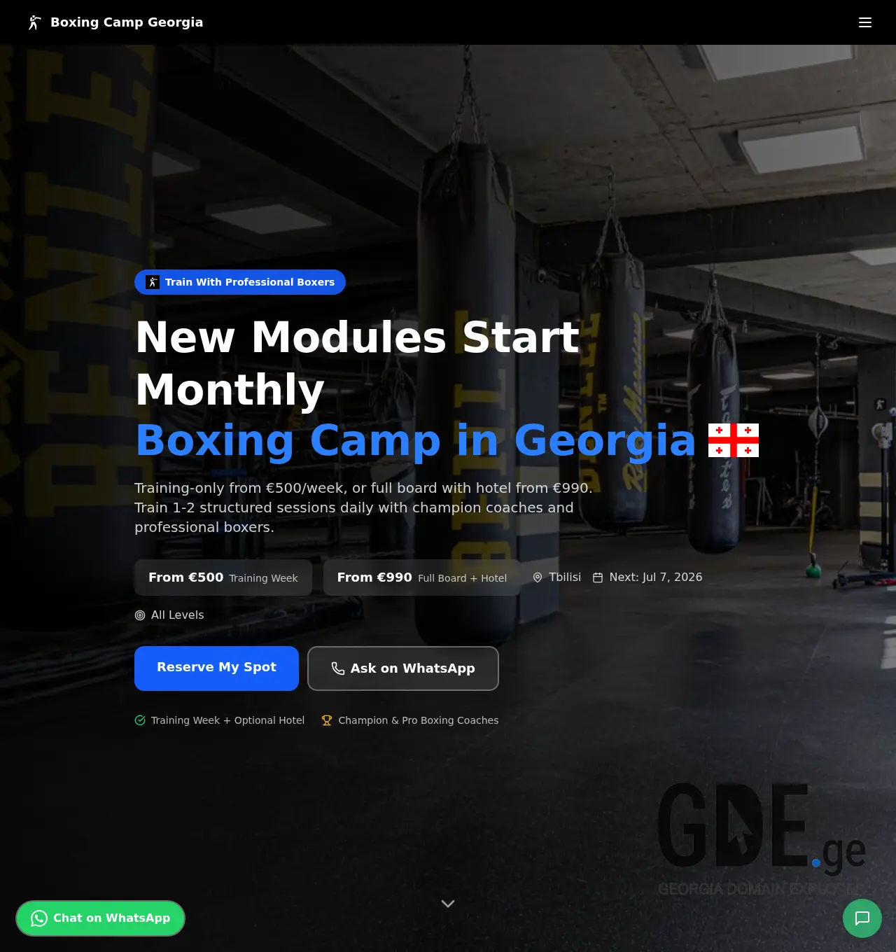 Screenshot of the site boxingcamp.ge at 2026-06-19