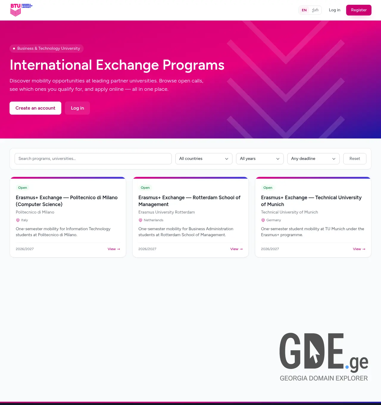 Screenshot of the site btumobility.ge at 2026-06-20