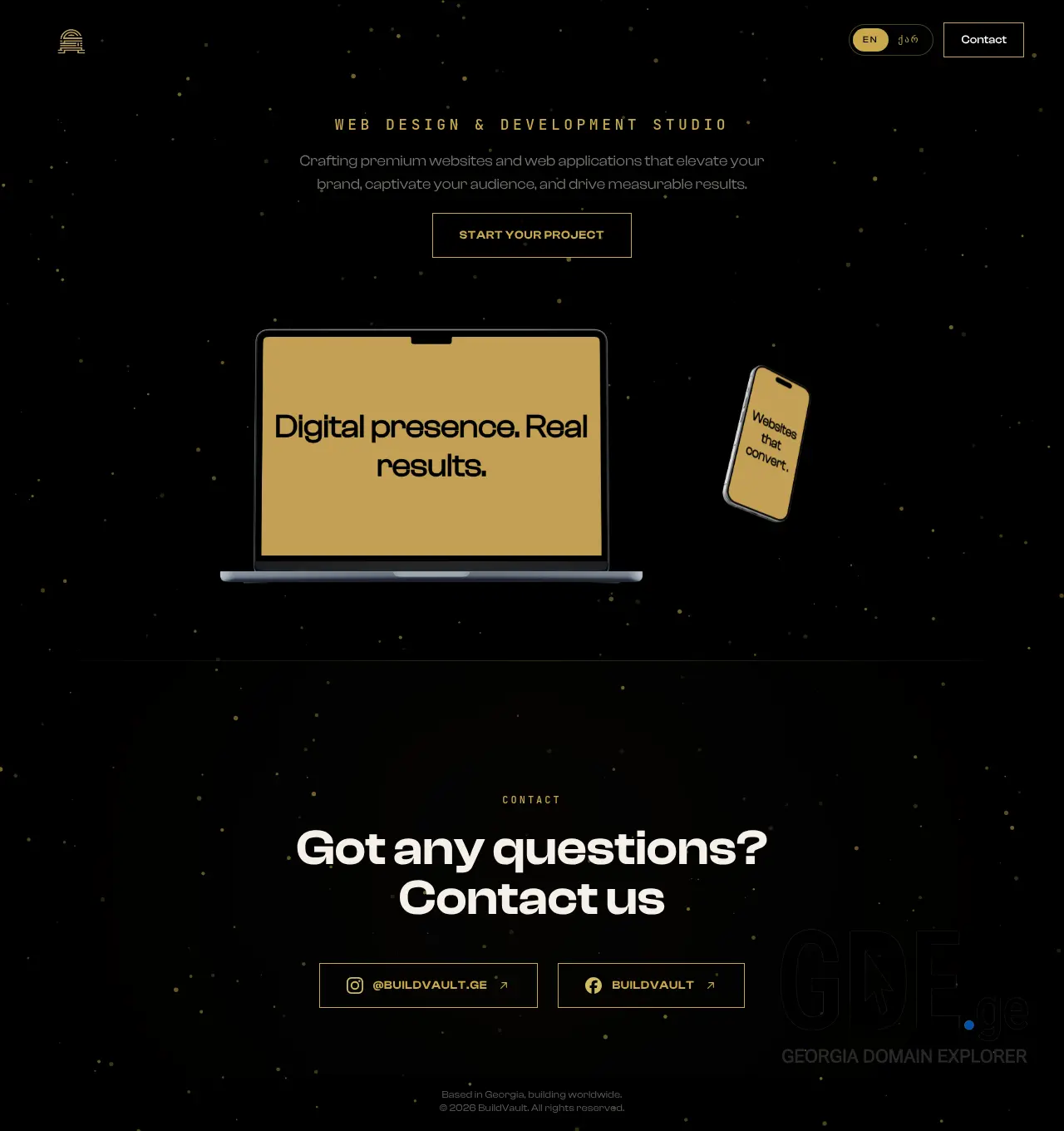 Screenshot of the site buildvault.ge at 2026-04-05
