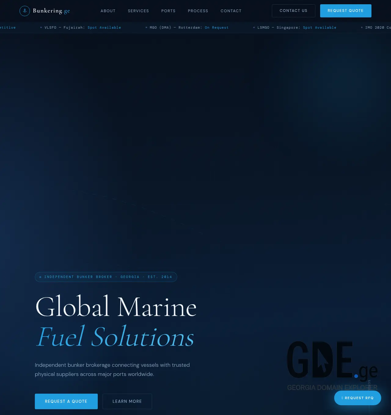 Screenshot of the site bunkering.ge at 2026-05-16