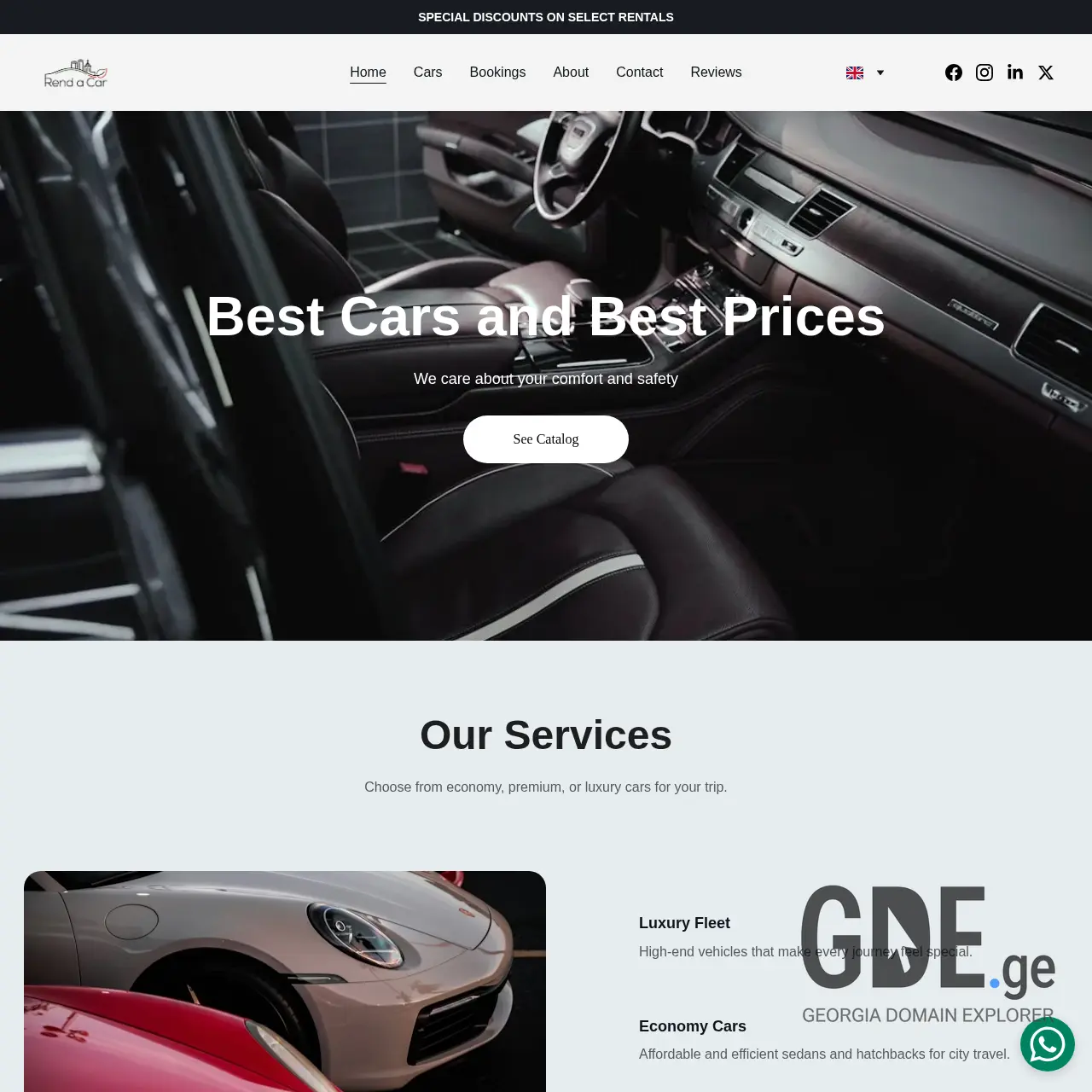 Screenshot of the site carforrent.ge at 2026-03-12