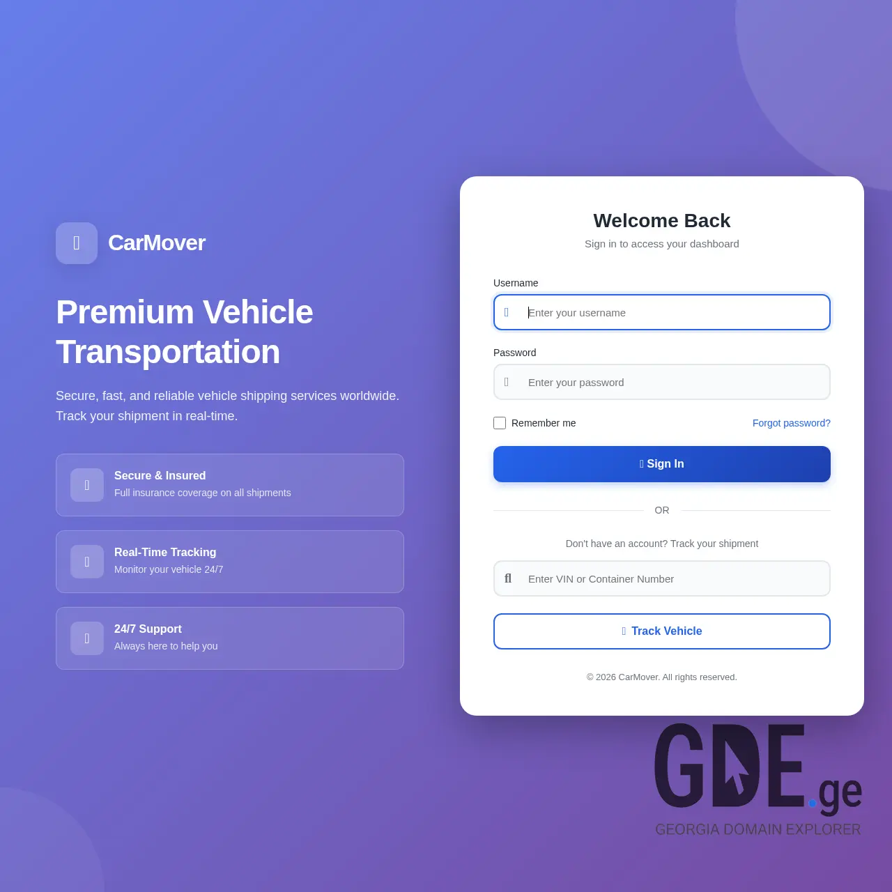 Screenshot of the site carmover.ge at 2026-03-26