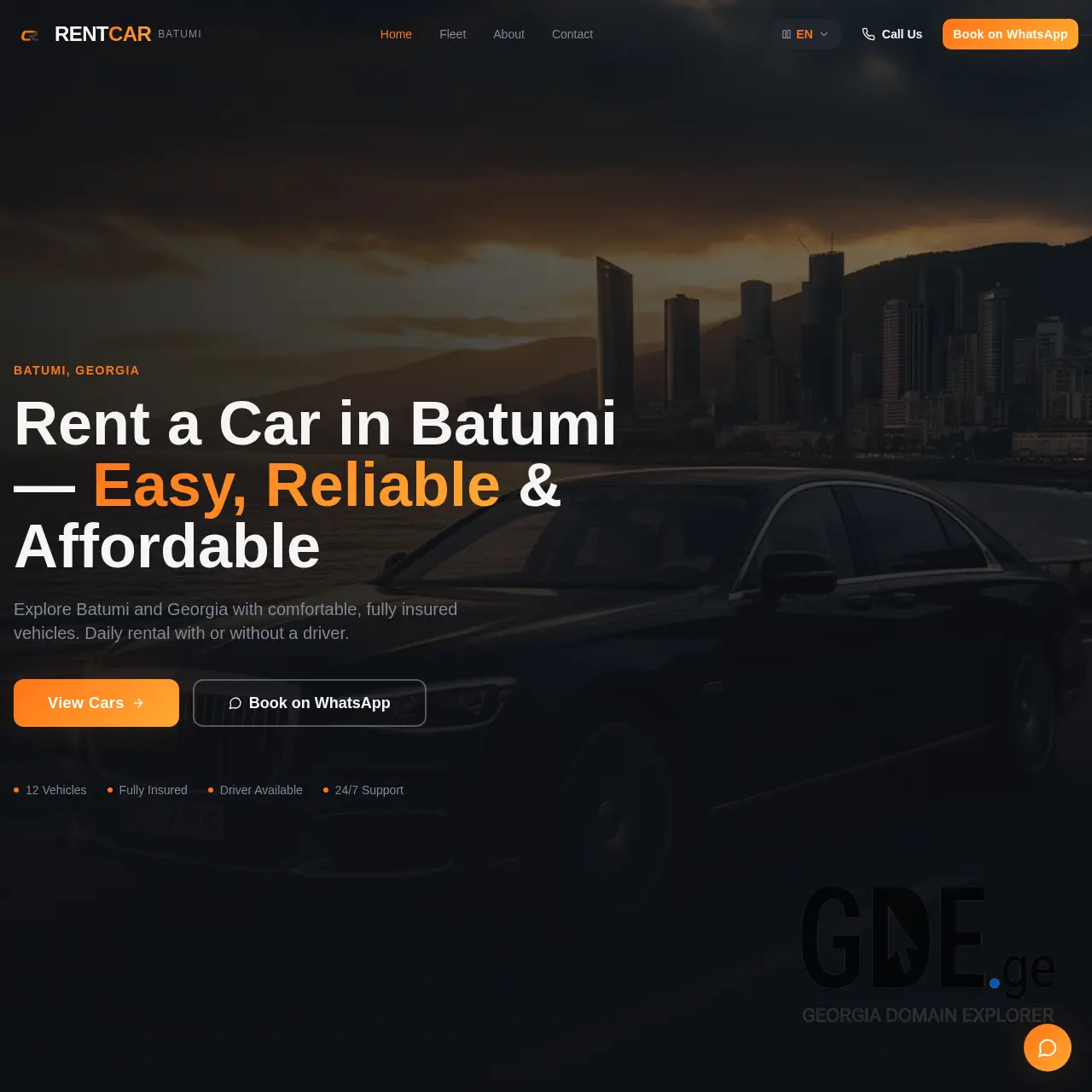 Screenshot of the site carrentalbatumi.ge at 2026-03-19