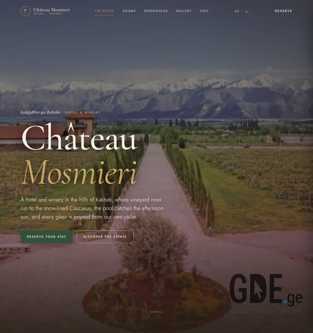 Screenshot of the site chateaumosmieri.ge at 2026-06-09
