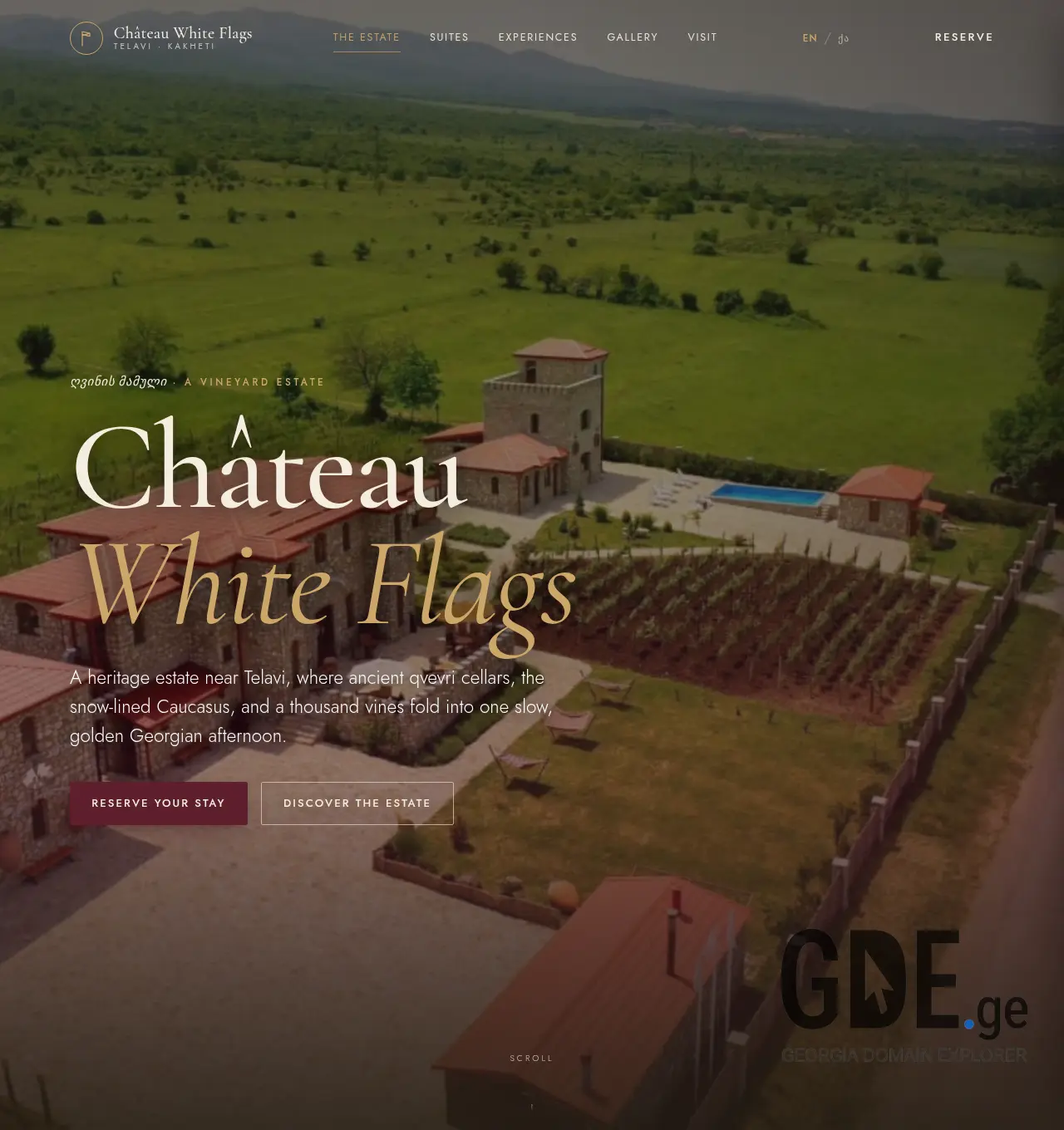 Screenshot of the site chateauwhiteflags.ge at 2026-06-09