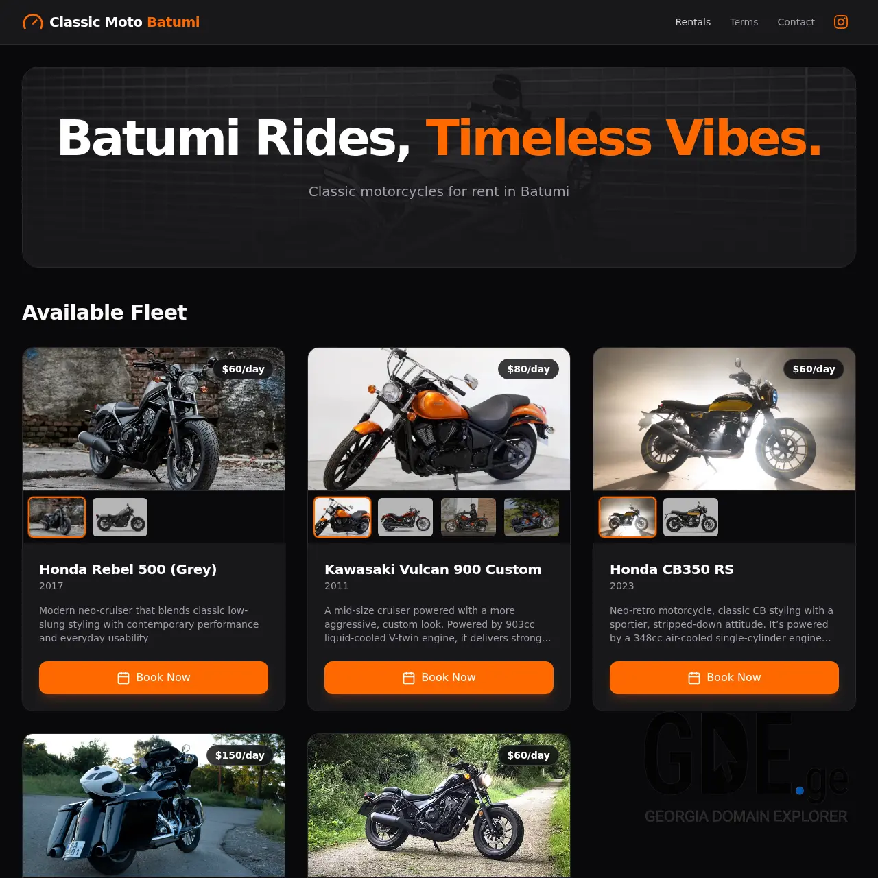 Screenshot of the site classicmotorent.ge at 2026-03-29