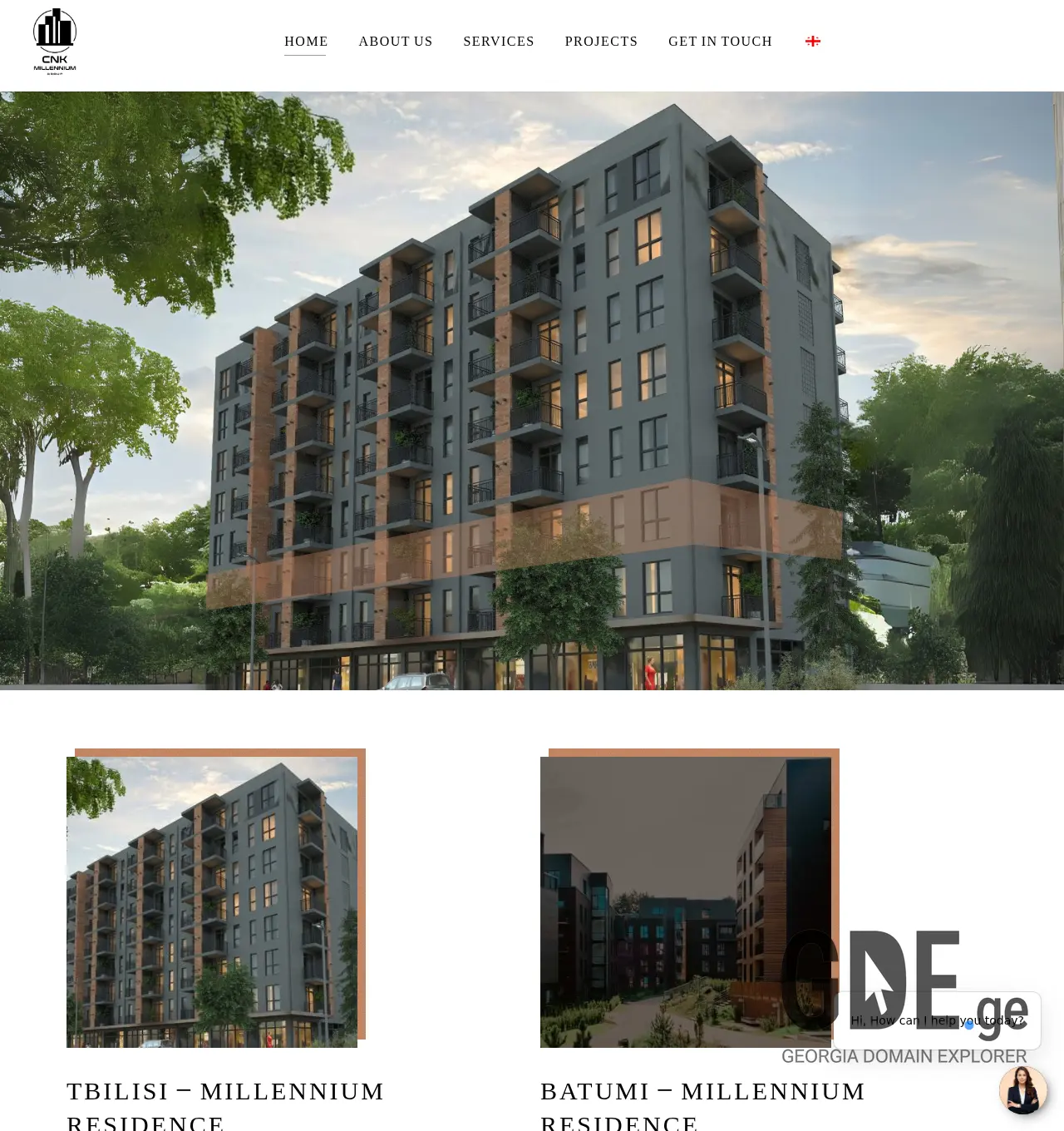 Screenshot of the site cnkmillennium.ge at 2026-05-13