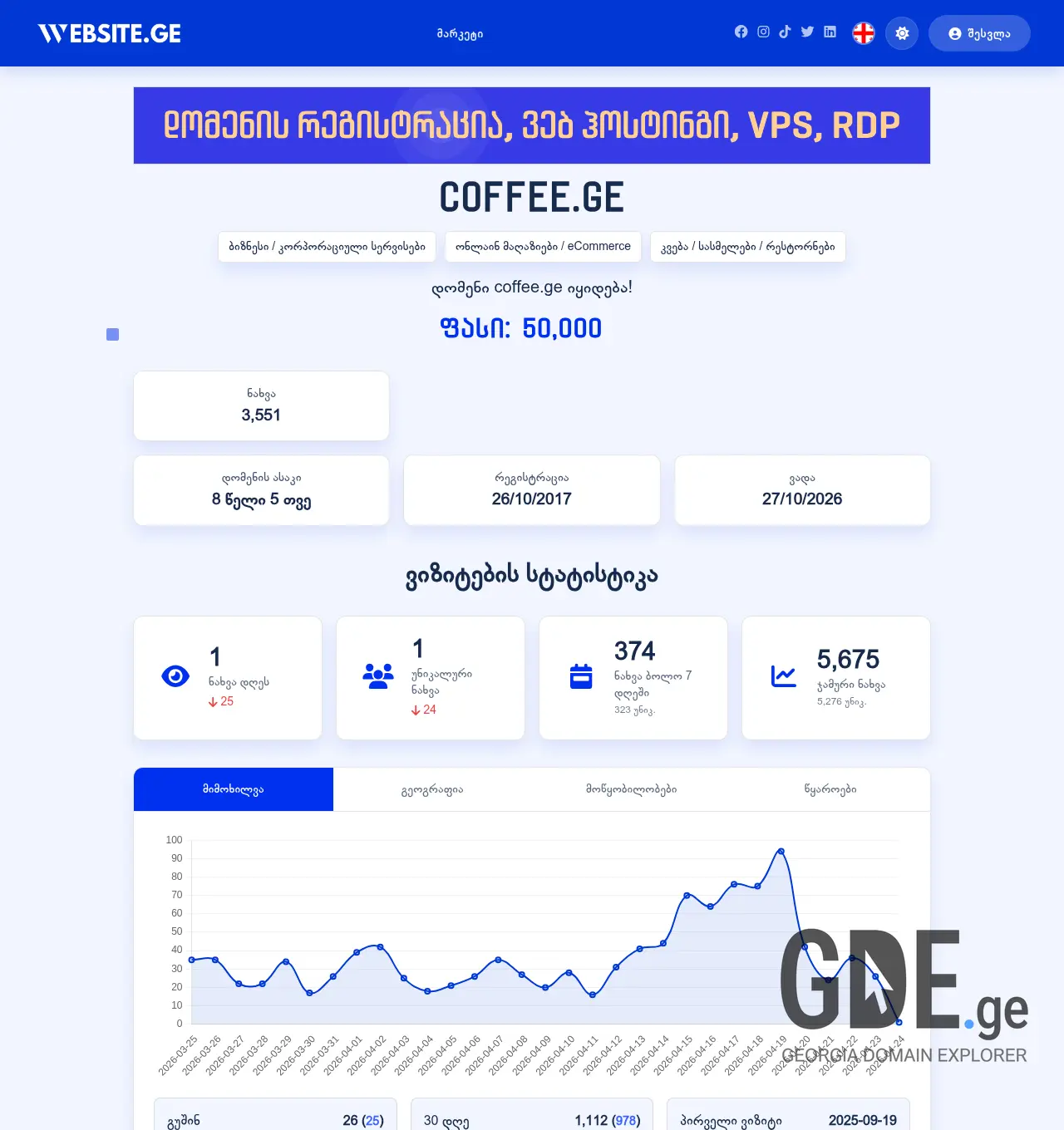 Screenshot of the site coffee.ge at 2026-04-24