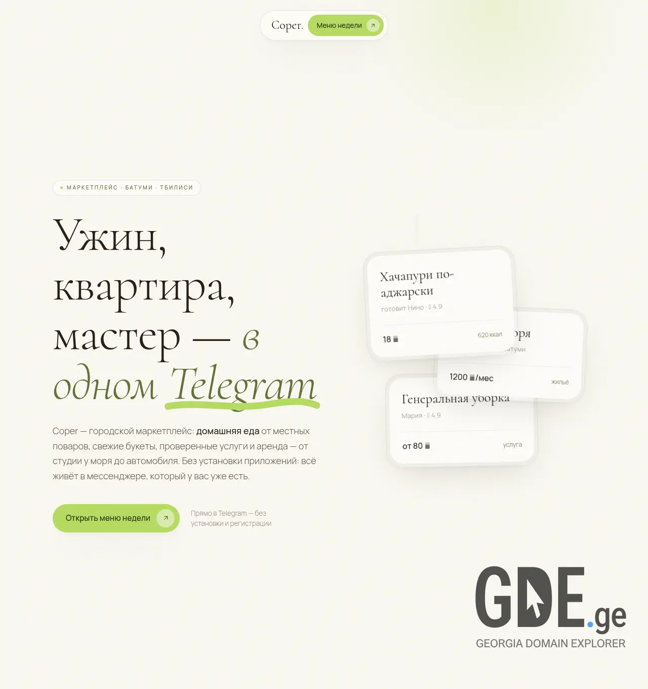 Screenshot of the site coper.ge at 2026-07-04