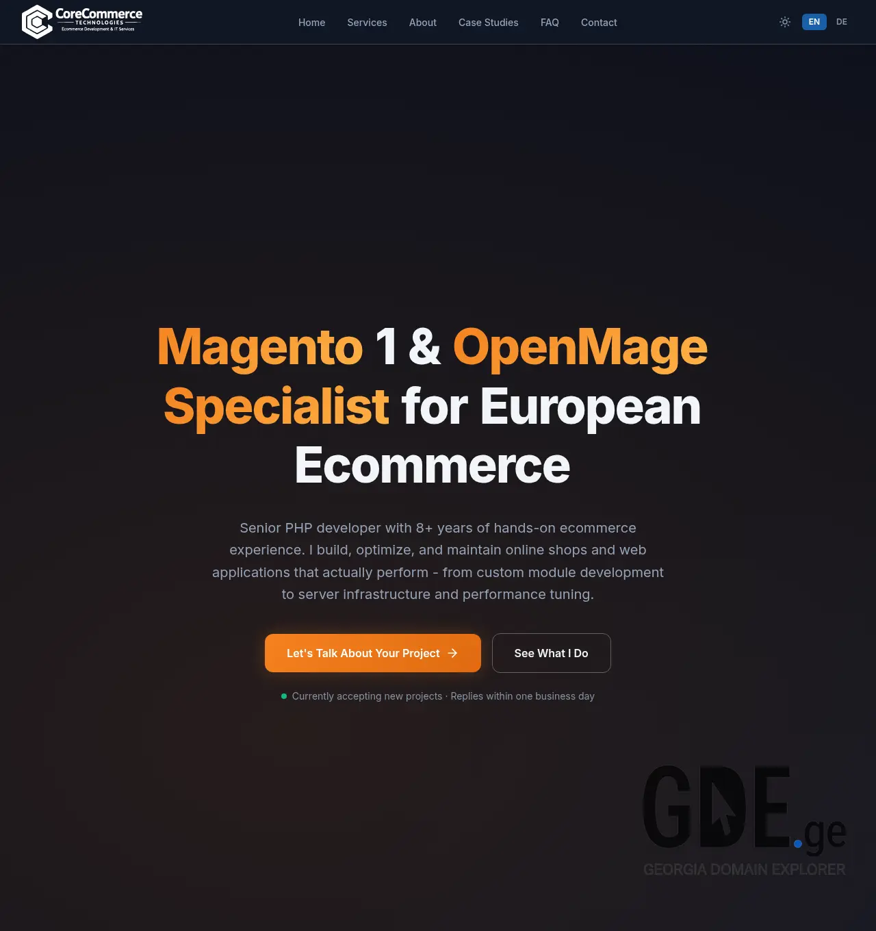 Screenshot of the site corecommerce.ge at 2026-06-18