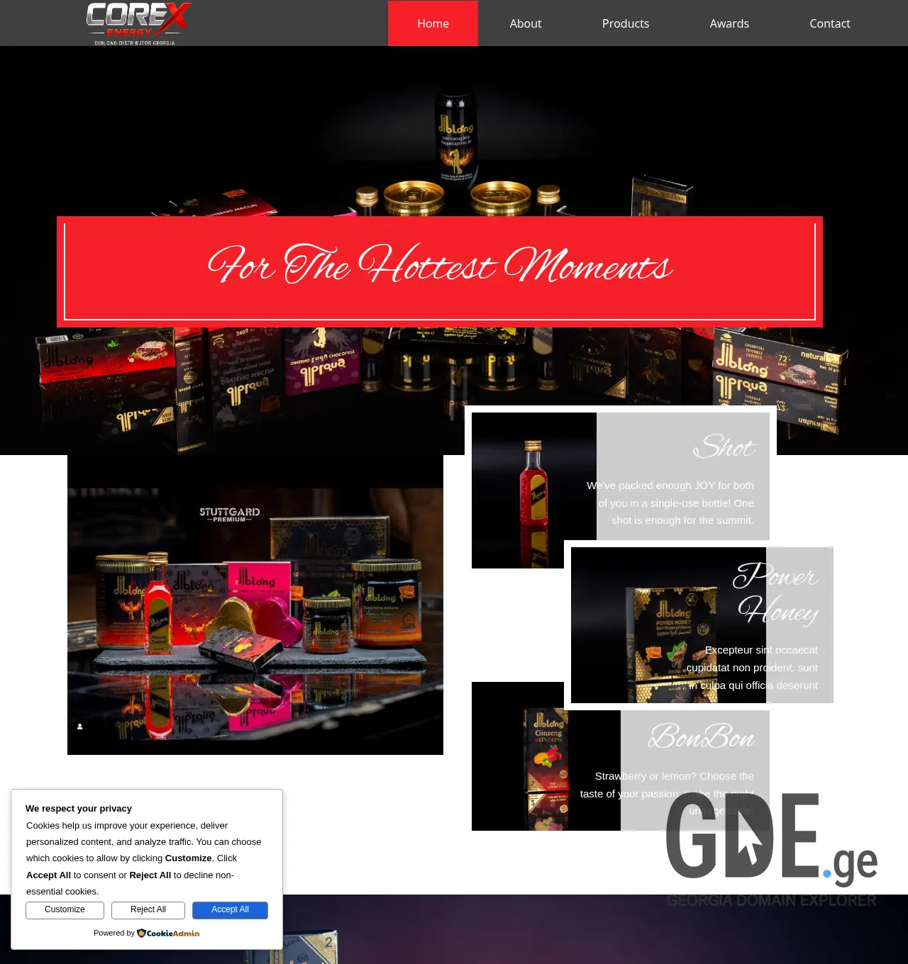 Screenshot of the site corex.ge at 2026-07-27