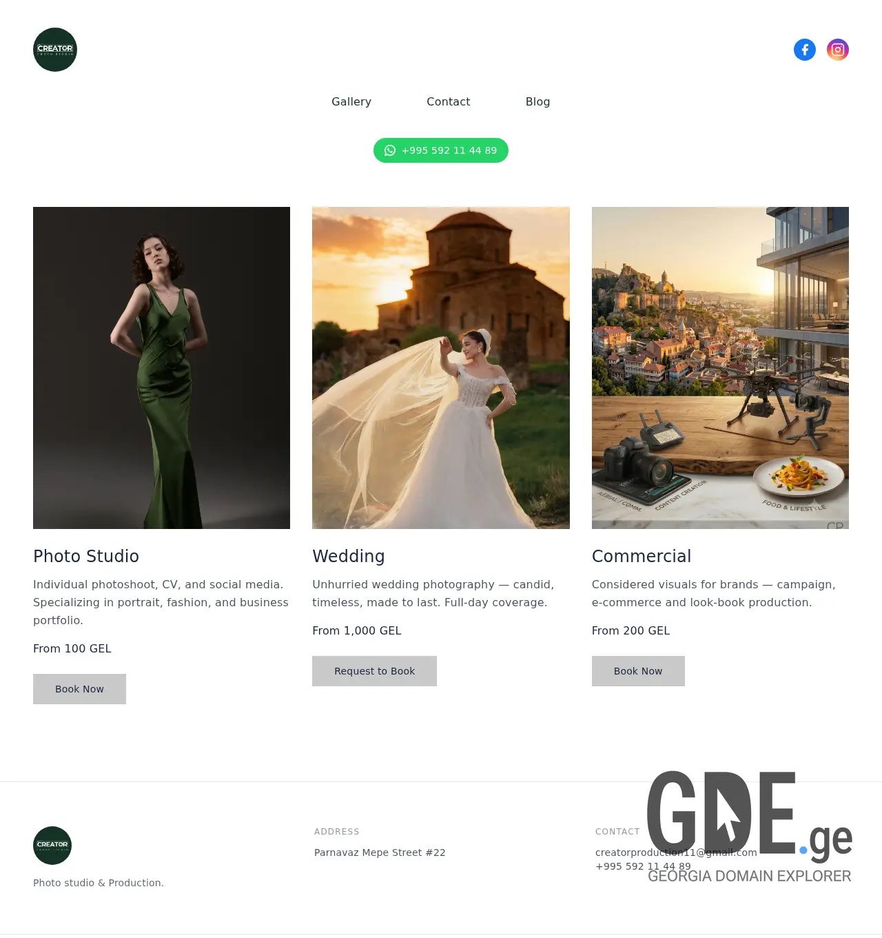 Screenshot of the site creatorproduction.ge at 2026-06-11