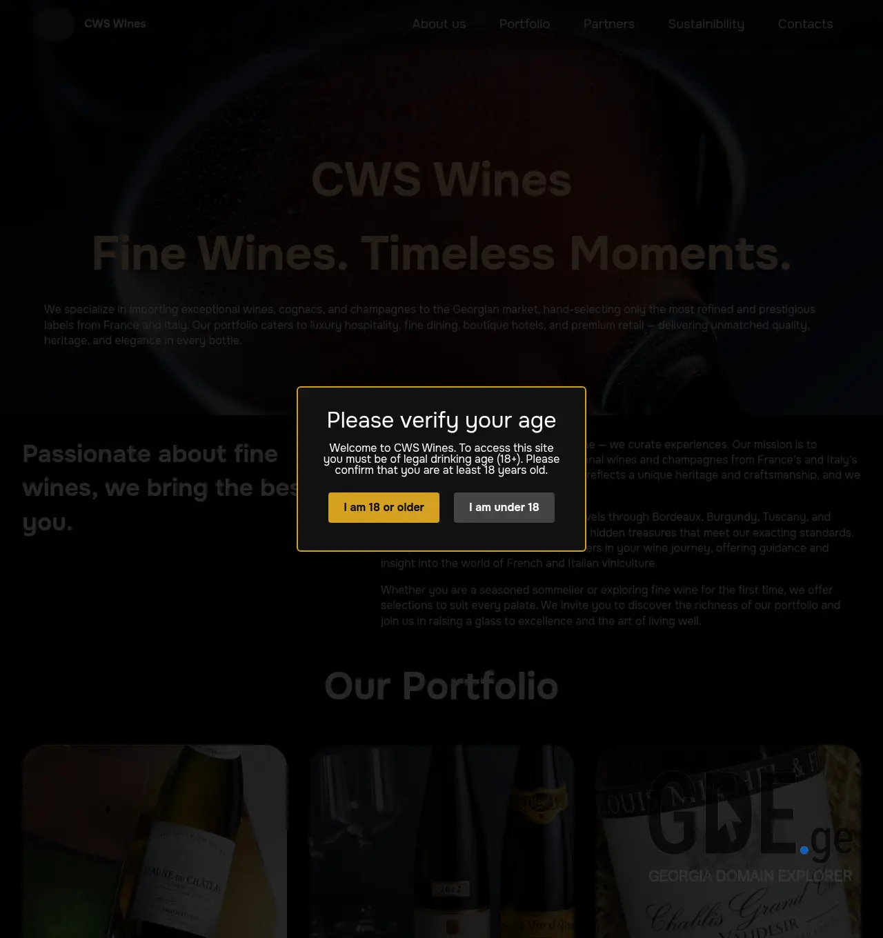 Screenshot of the site cwswines.ge at 2026-05-13
