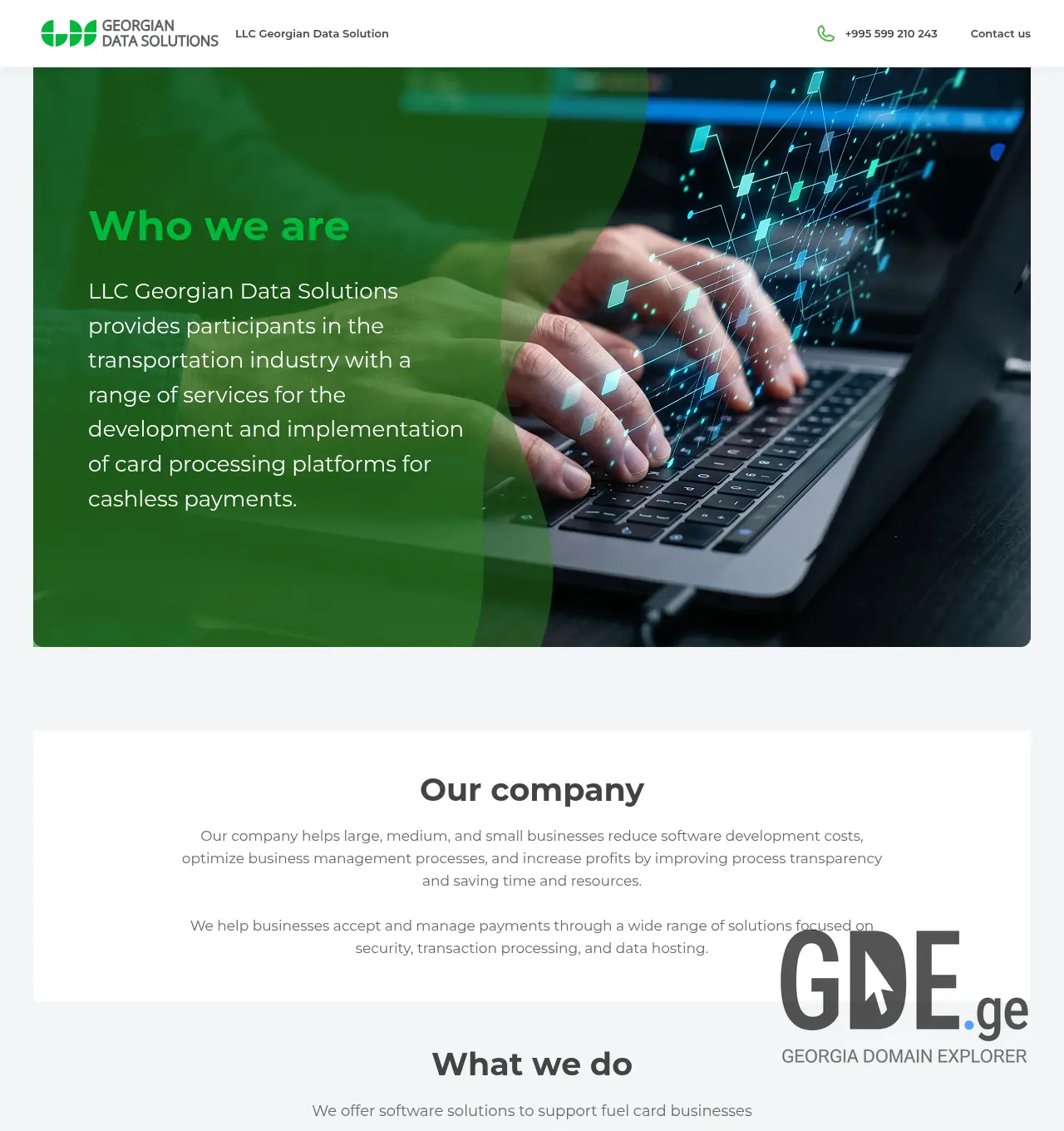 Screenshot of the site data-solutions.ge at 2026-07-11