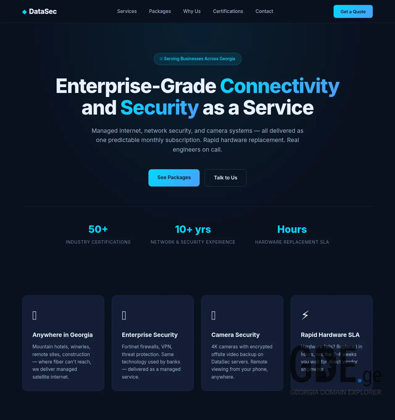 Screenshot of the site datasec.ge at 2026-07-20