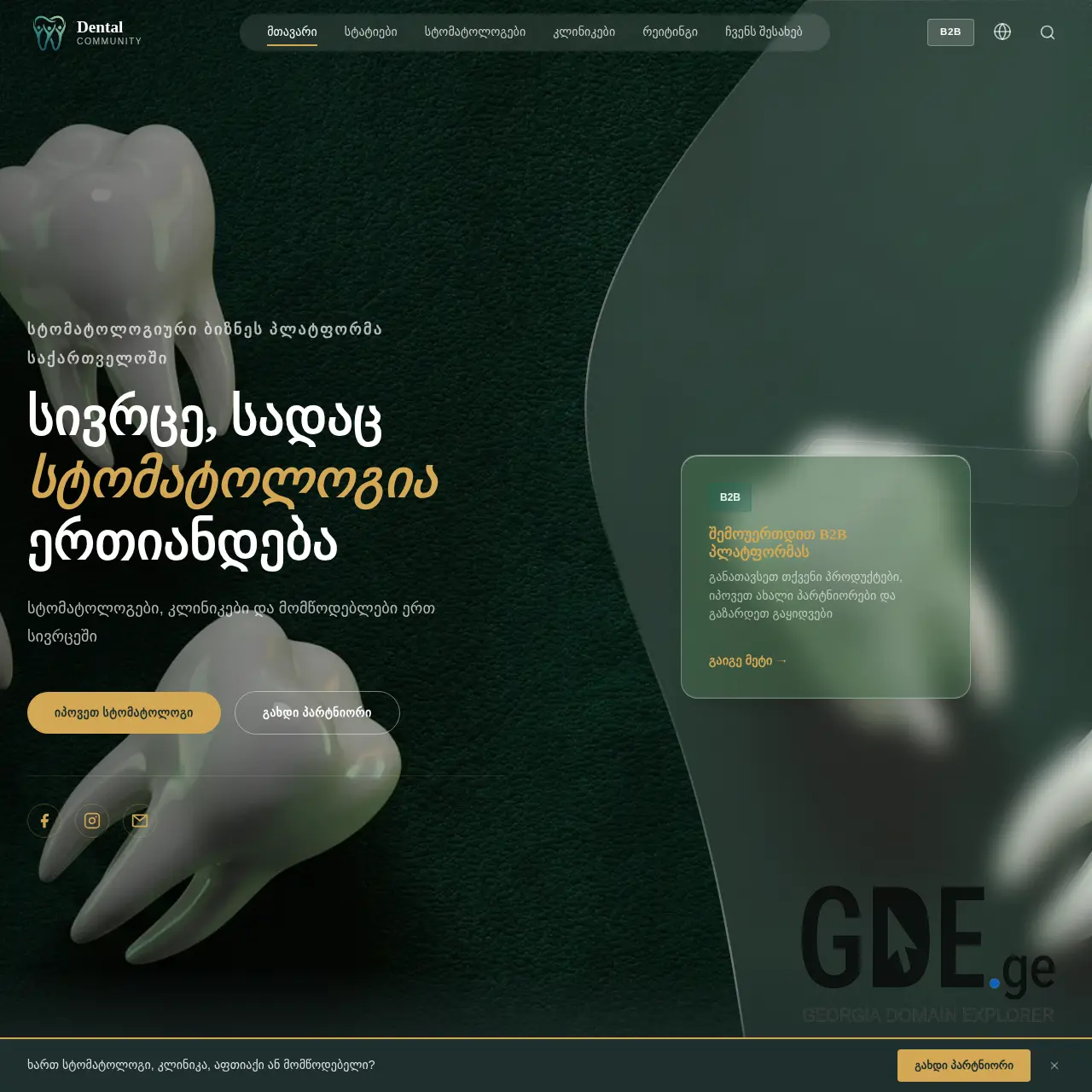 Screenshot of the site dentalgeo.ge at 2026-03-27