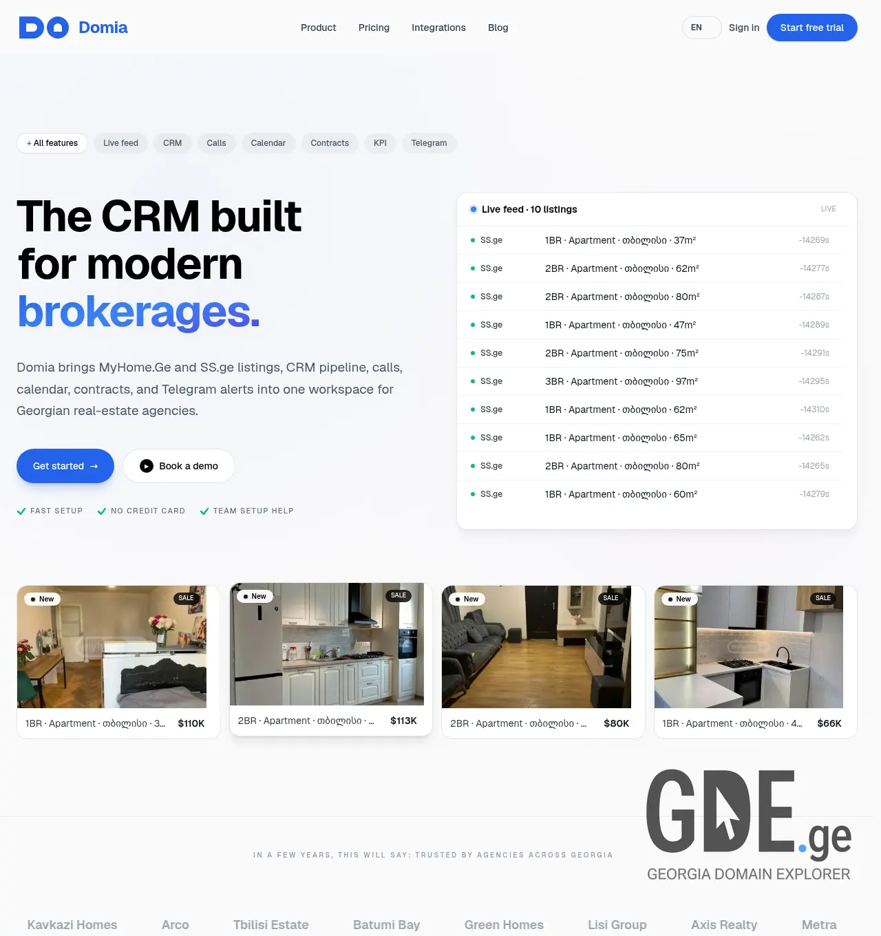 Screenshot of the site domia.ge at 2026-06-30
