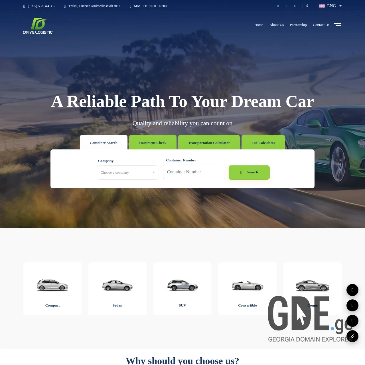 Screenshot of the site drivelogistic.ge at 2026-03-29