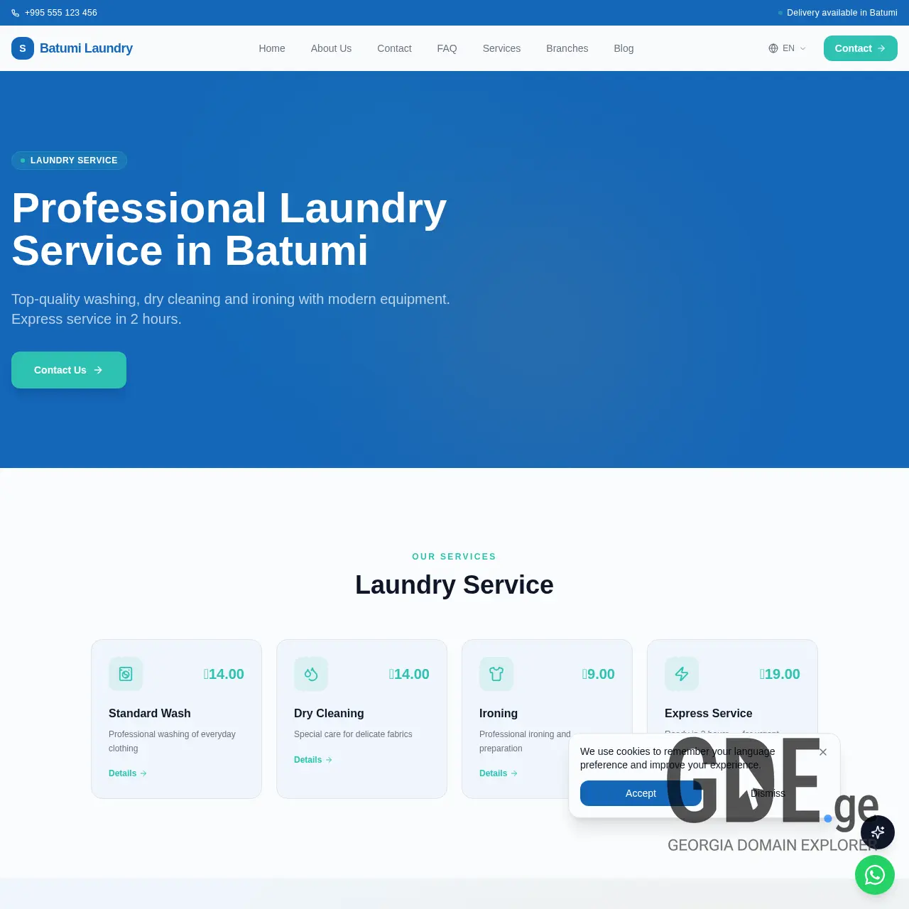 Screenshot of the site dryclean.ge at 2026-03-25